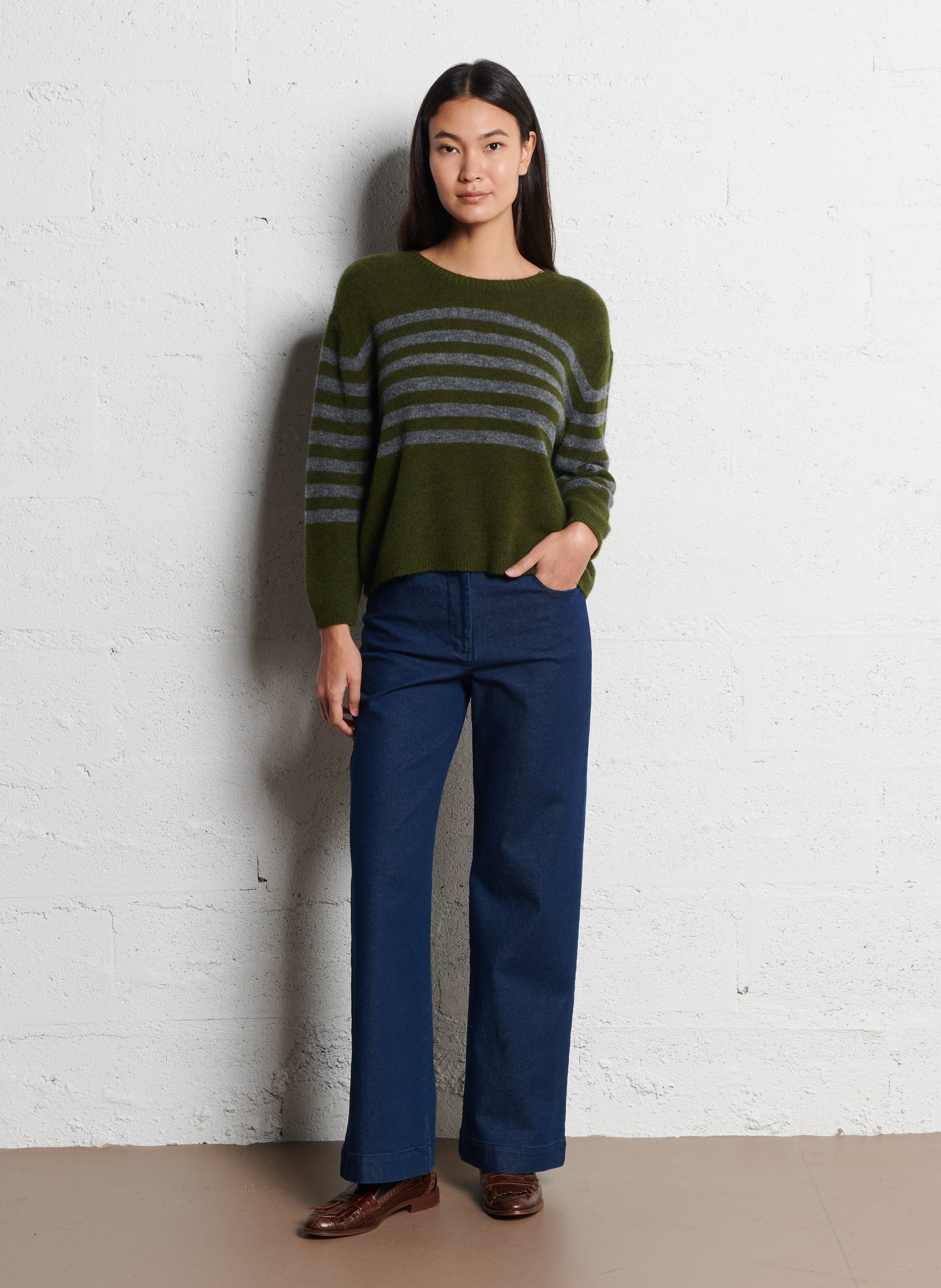 Jean droit en coton mélangé NICE THINGS Bleu