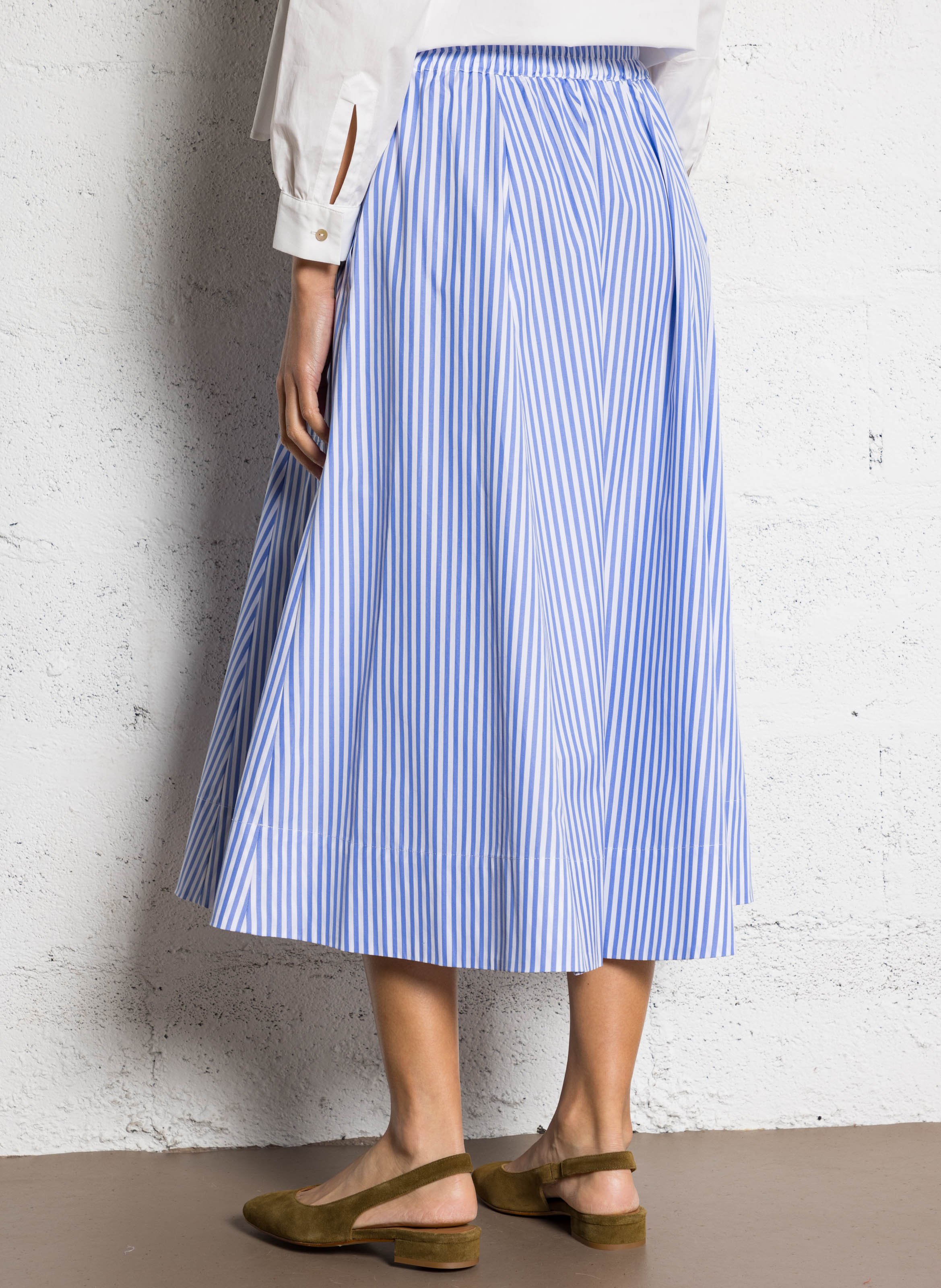 Jupe midi rayée en coton SUZIE WINKLE Bleu