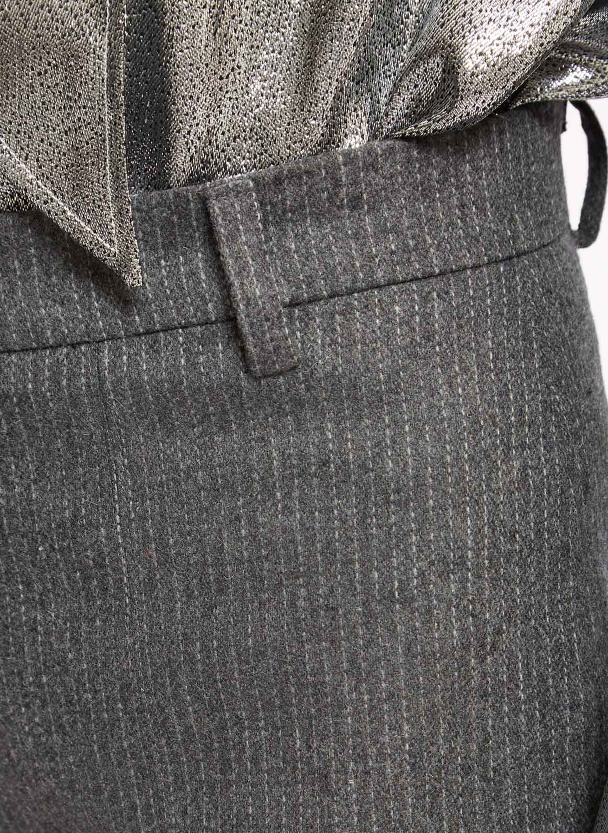 Pantalon droit en laine mélangée rayé ROSEANNA Gris