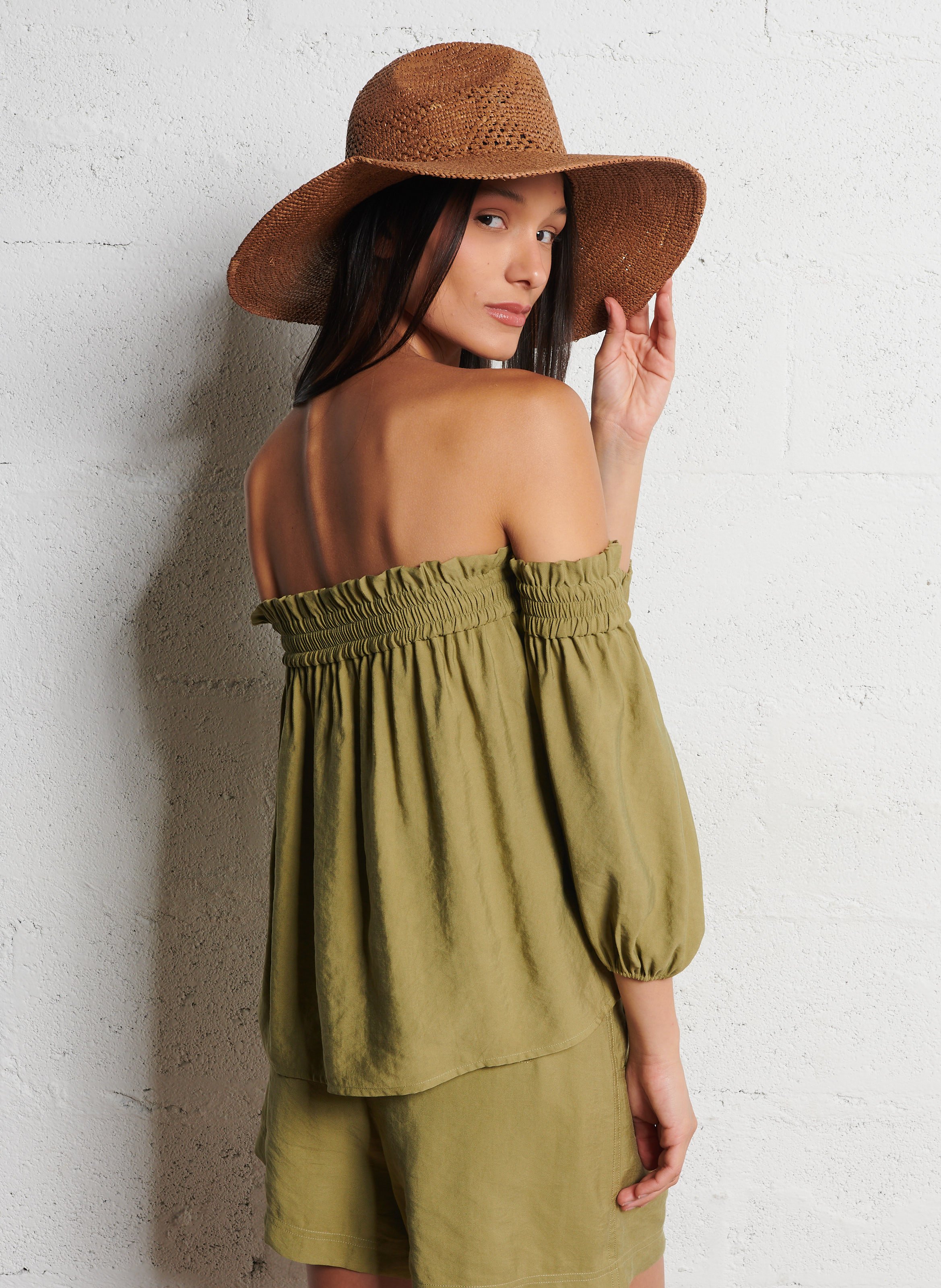 Top col bardot  BA&SH Kaki