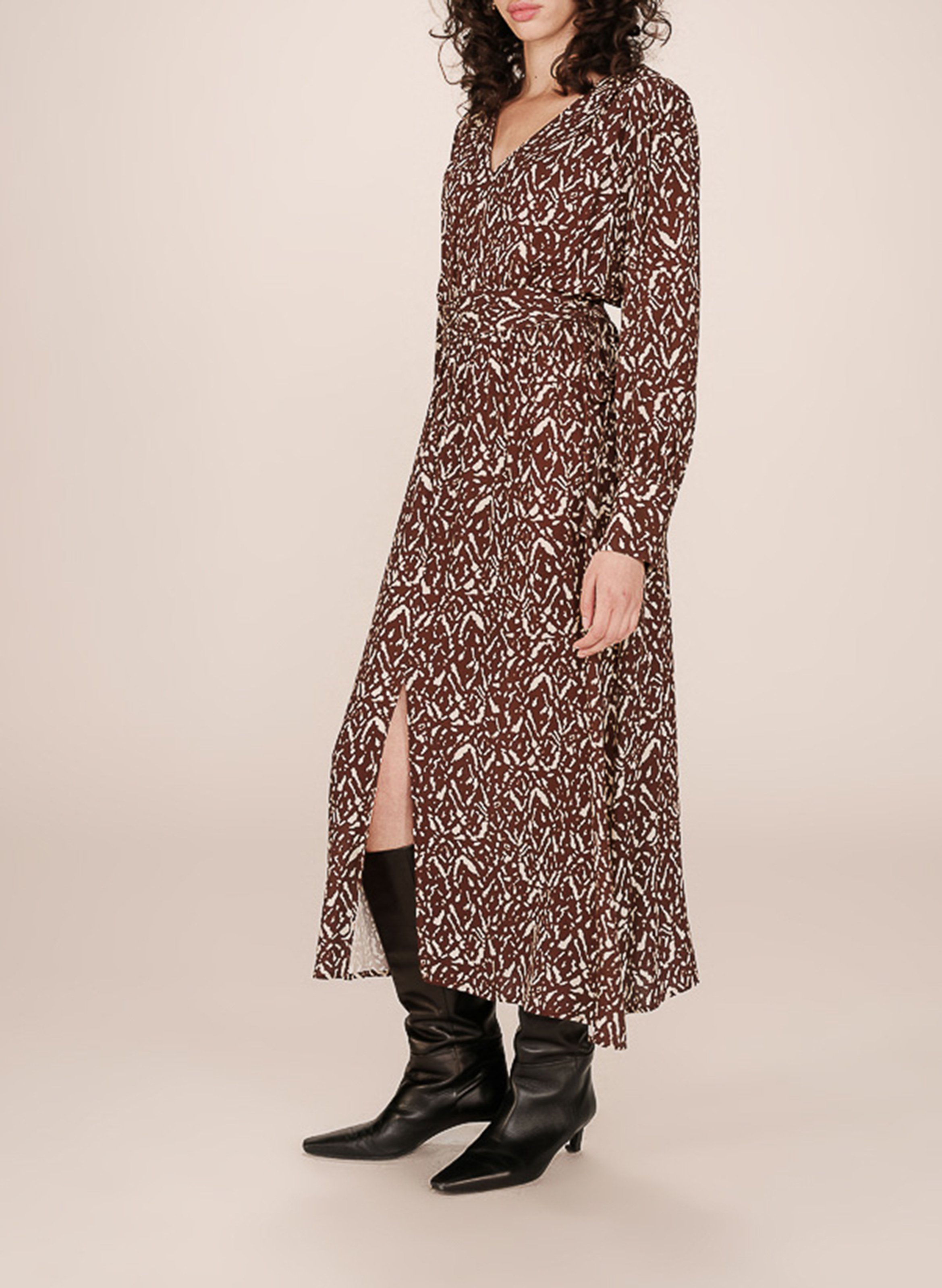 Lange jurk met V-hals en print GRACE ET MILA