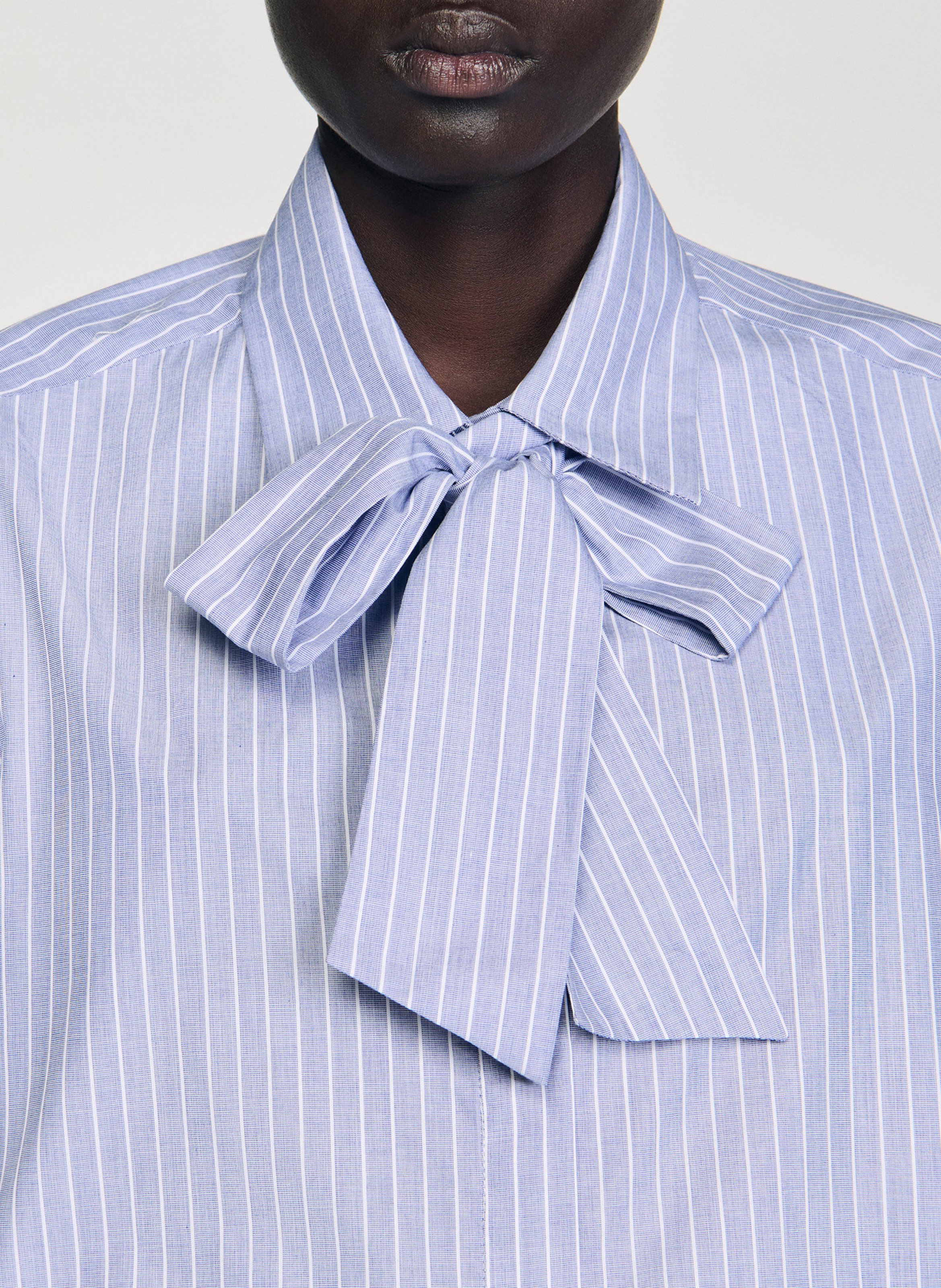 Chemise col lavallière rayée SANDRO Bleu