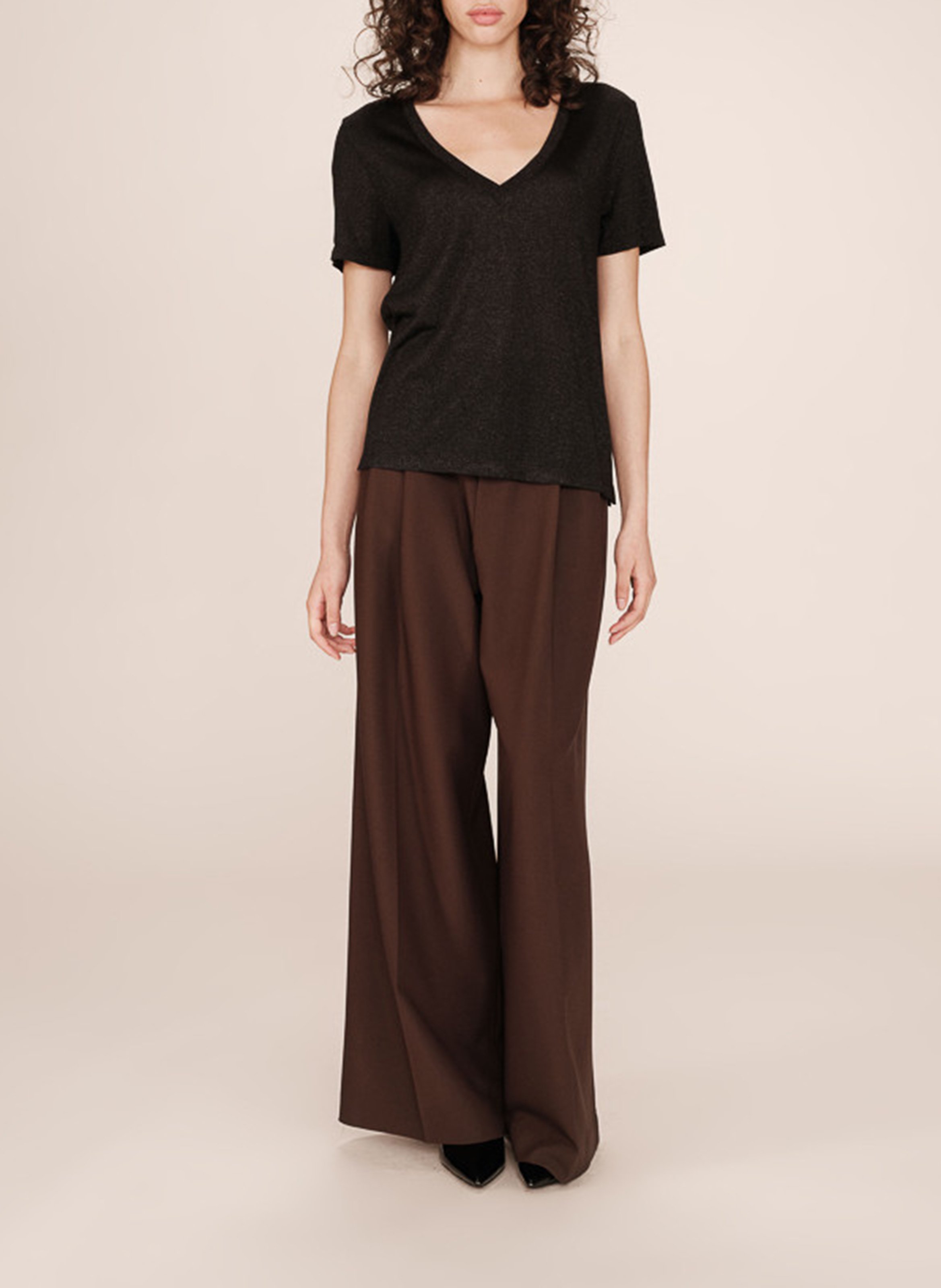 Tee-shirt col v  GRACE ET MILA Noir