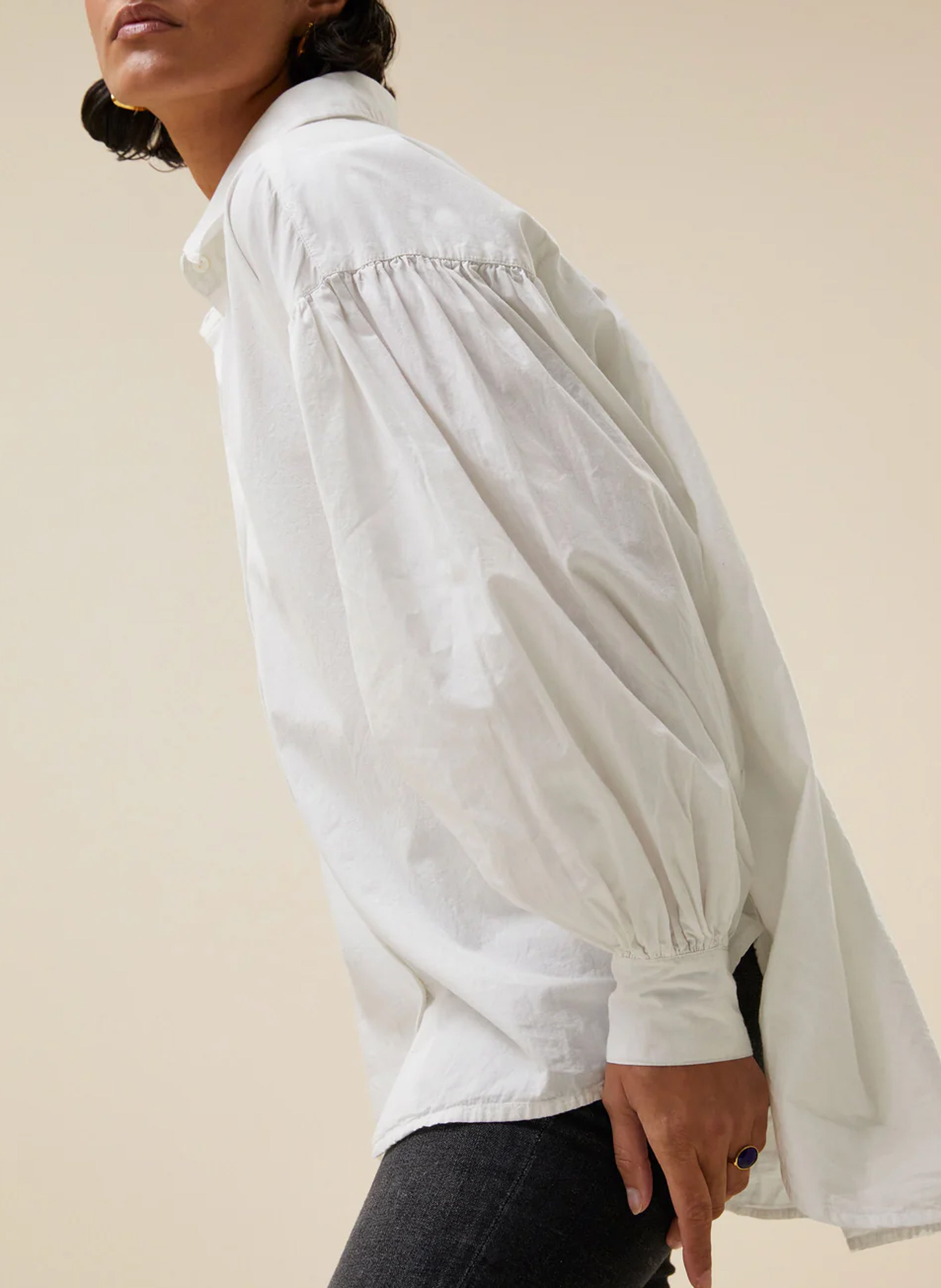 Loose-fit cotton shirt with classic collar BY BAR White