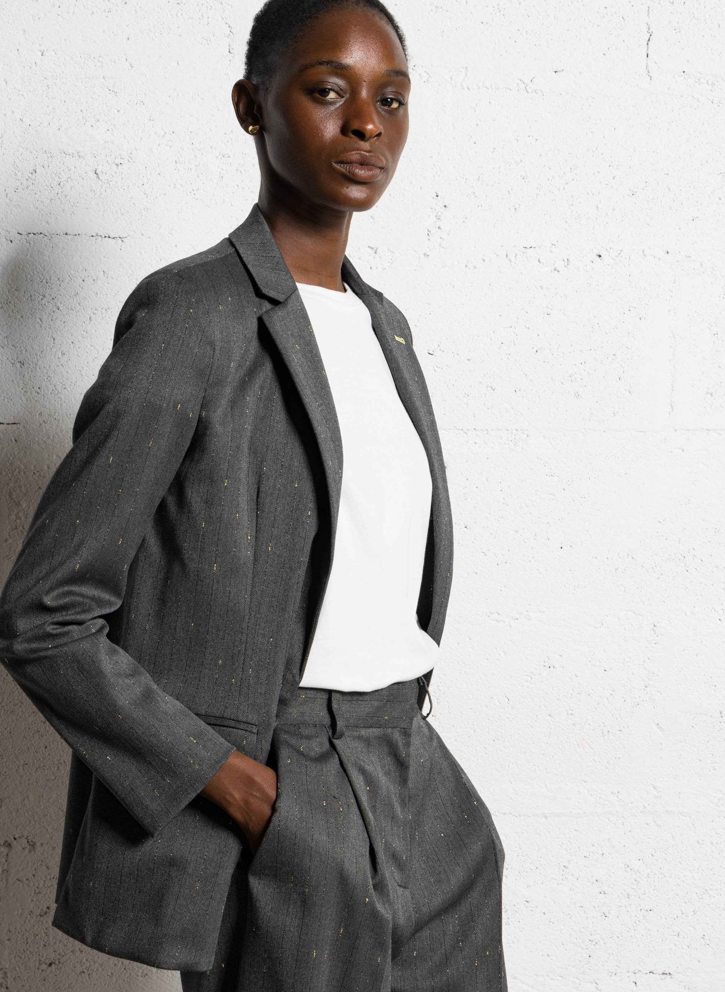 Jacket with chevron patterned lapel IMPERIAL Grey