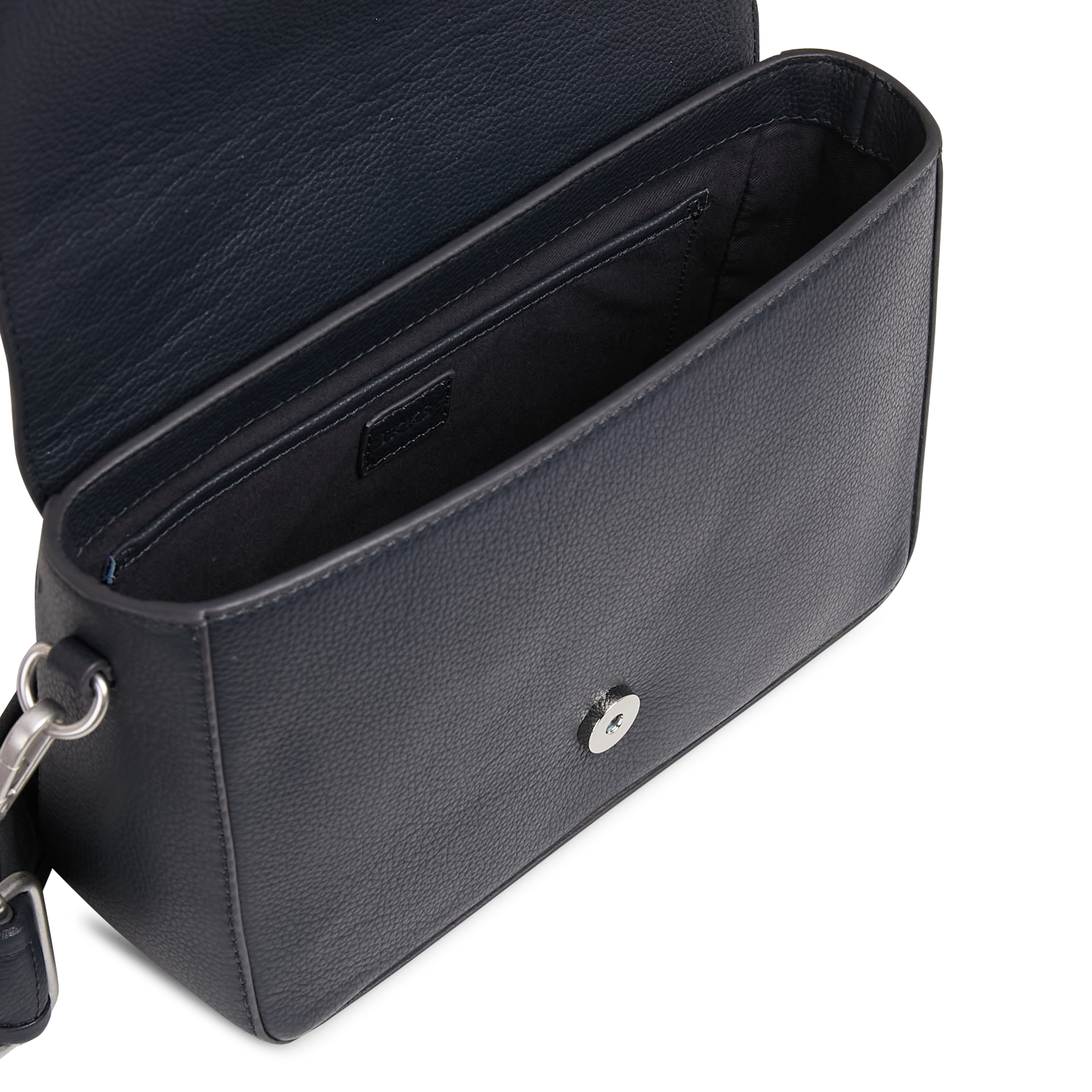 Grained leather flap shoulder bag with magnetic closure IKKS Blue