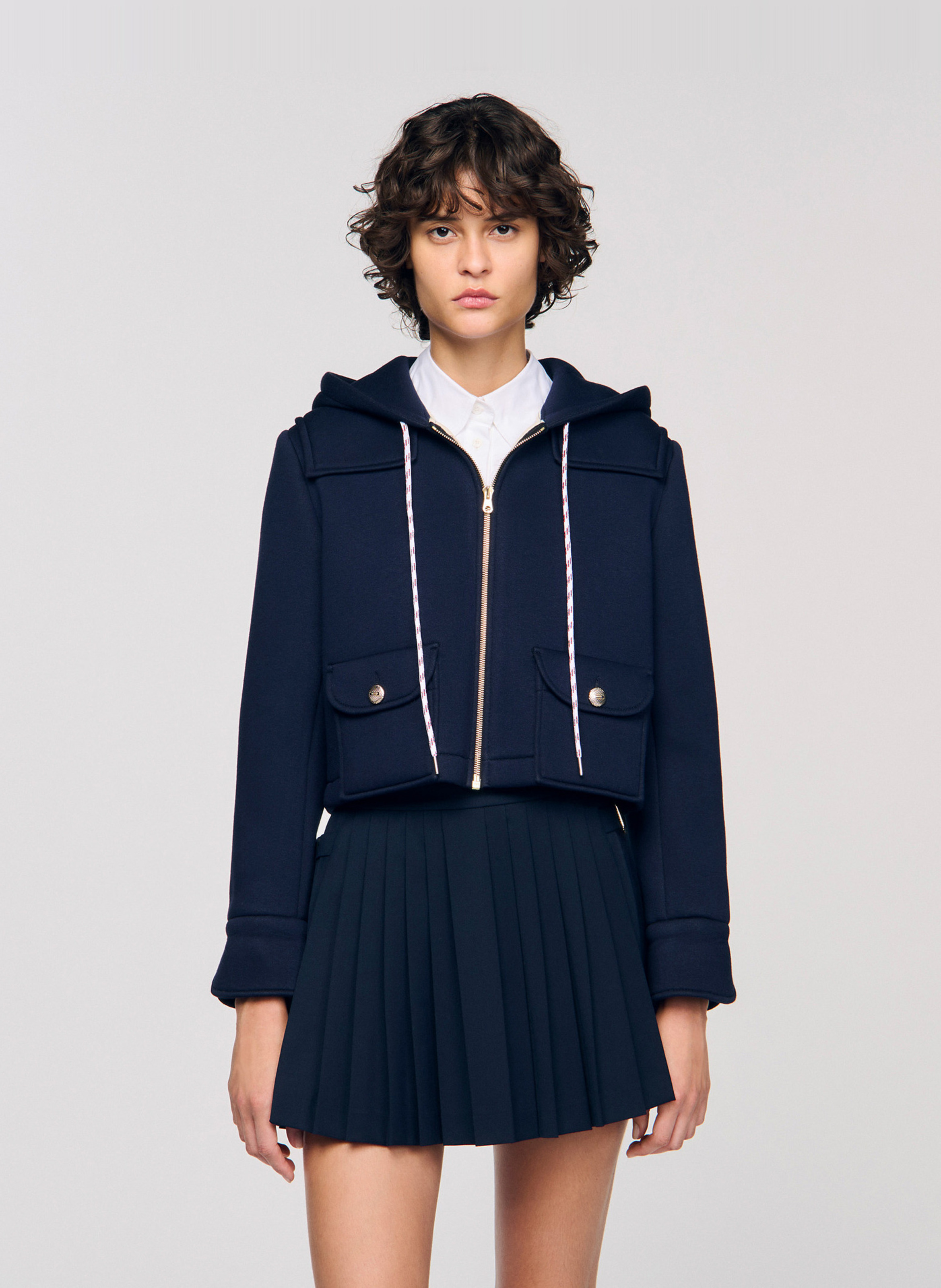 Kort jack met rits en capuchon SANDRO Blauw