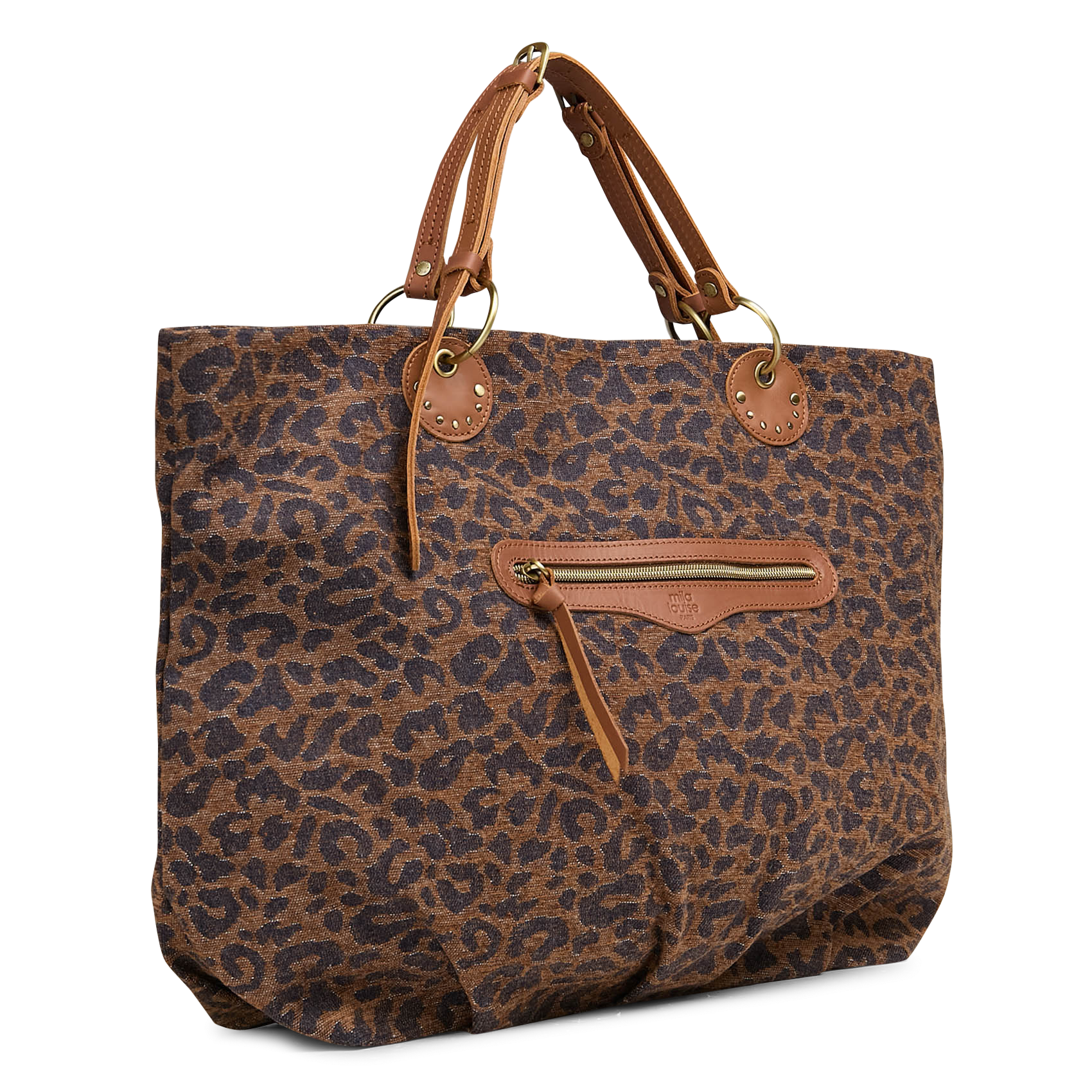 Shopper van bedrukte jacquard MILA LOUISE Beige