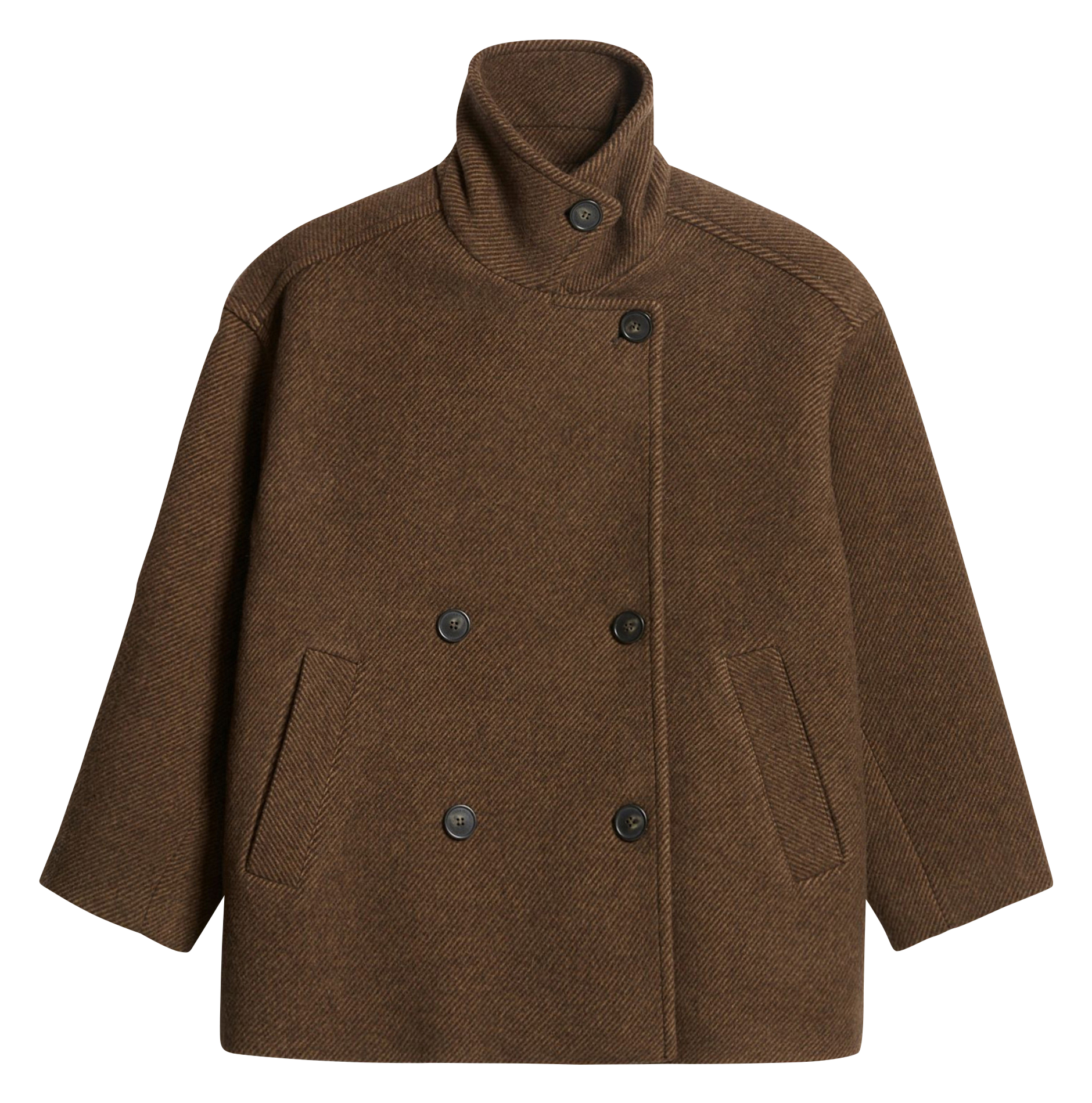 Wijde jas met opstaande kraag - wolblend VANESSA BRUNO Bruin