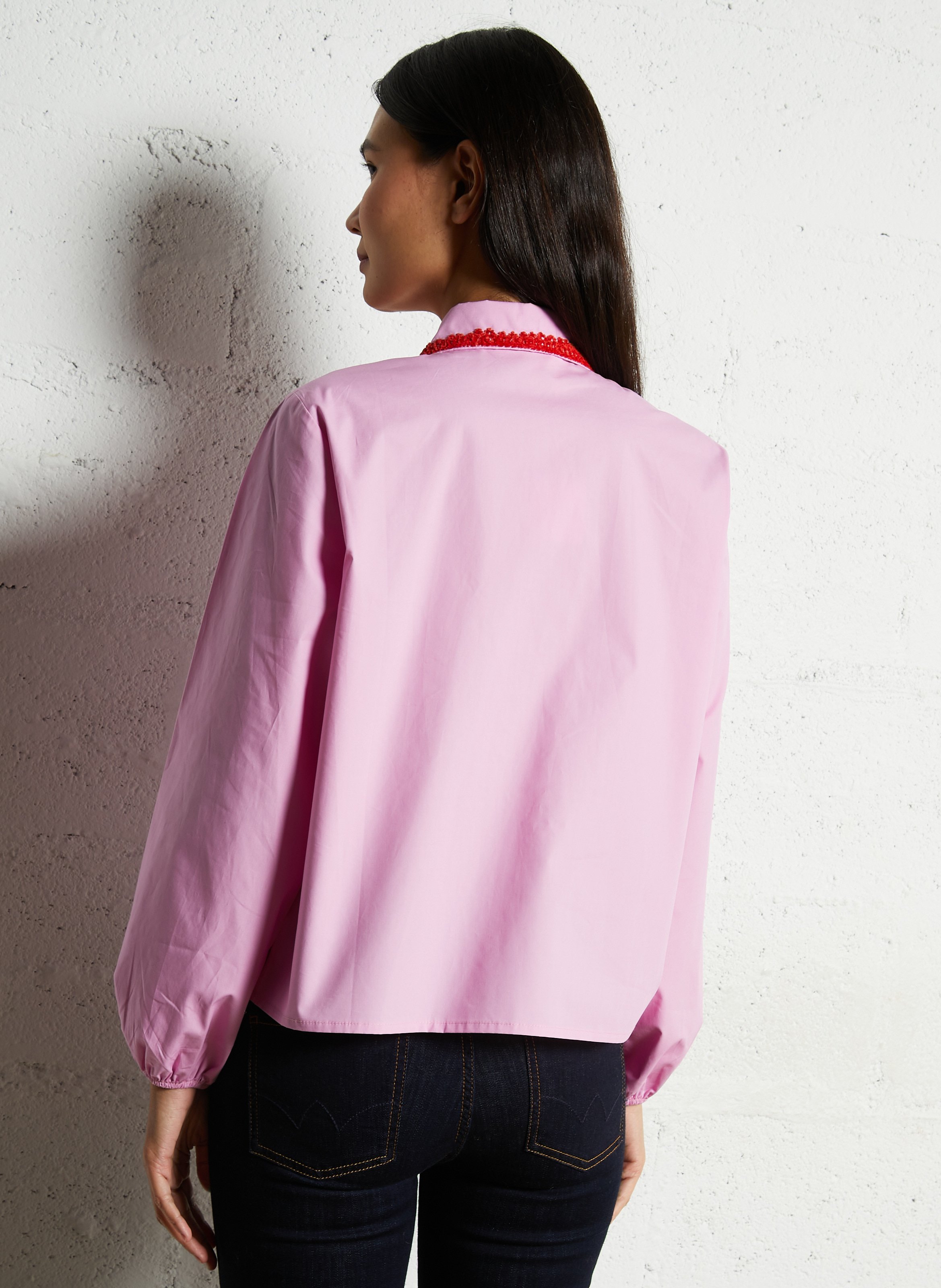 Chemise col claudine en coton DR BLOOM Rose