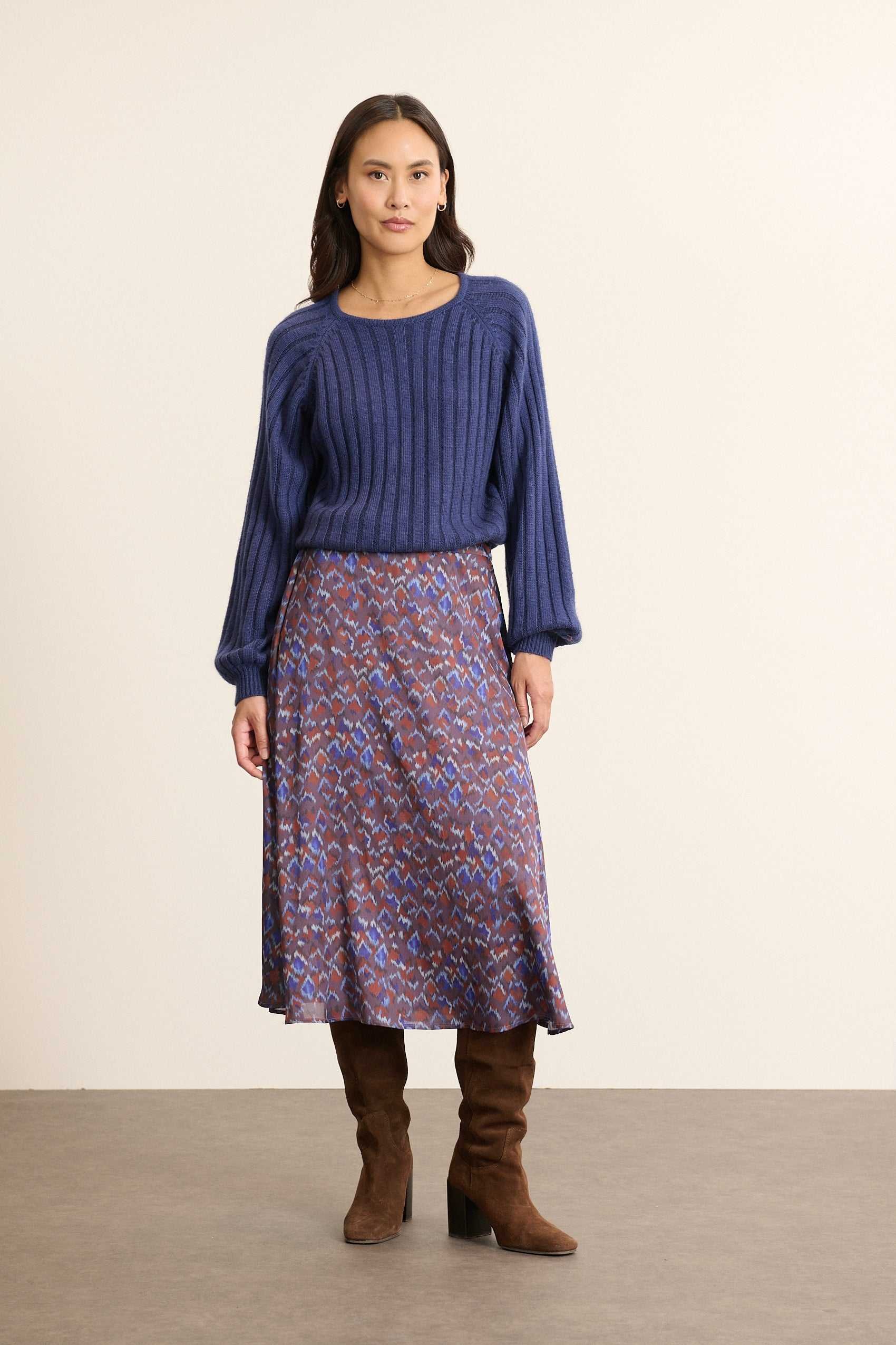 Anel printed midi skirt GARANCE PARIS Blue