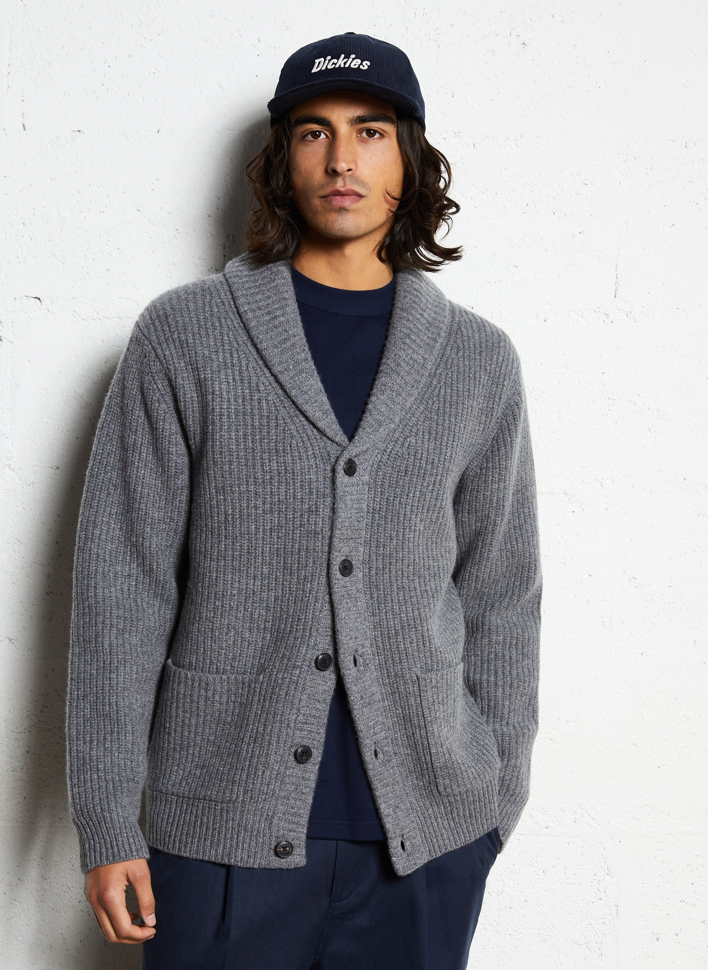 Gerade geschnittener Wollpullover HACKETT Grau