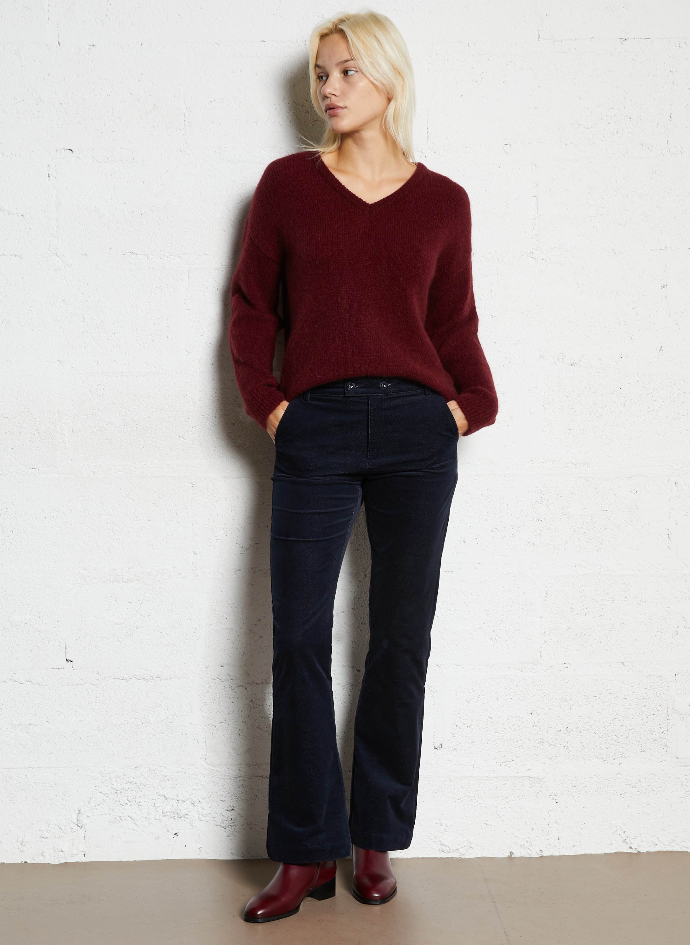 Pantalon droit en coton mélangé I CODE Bleu