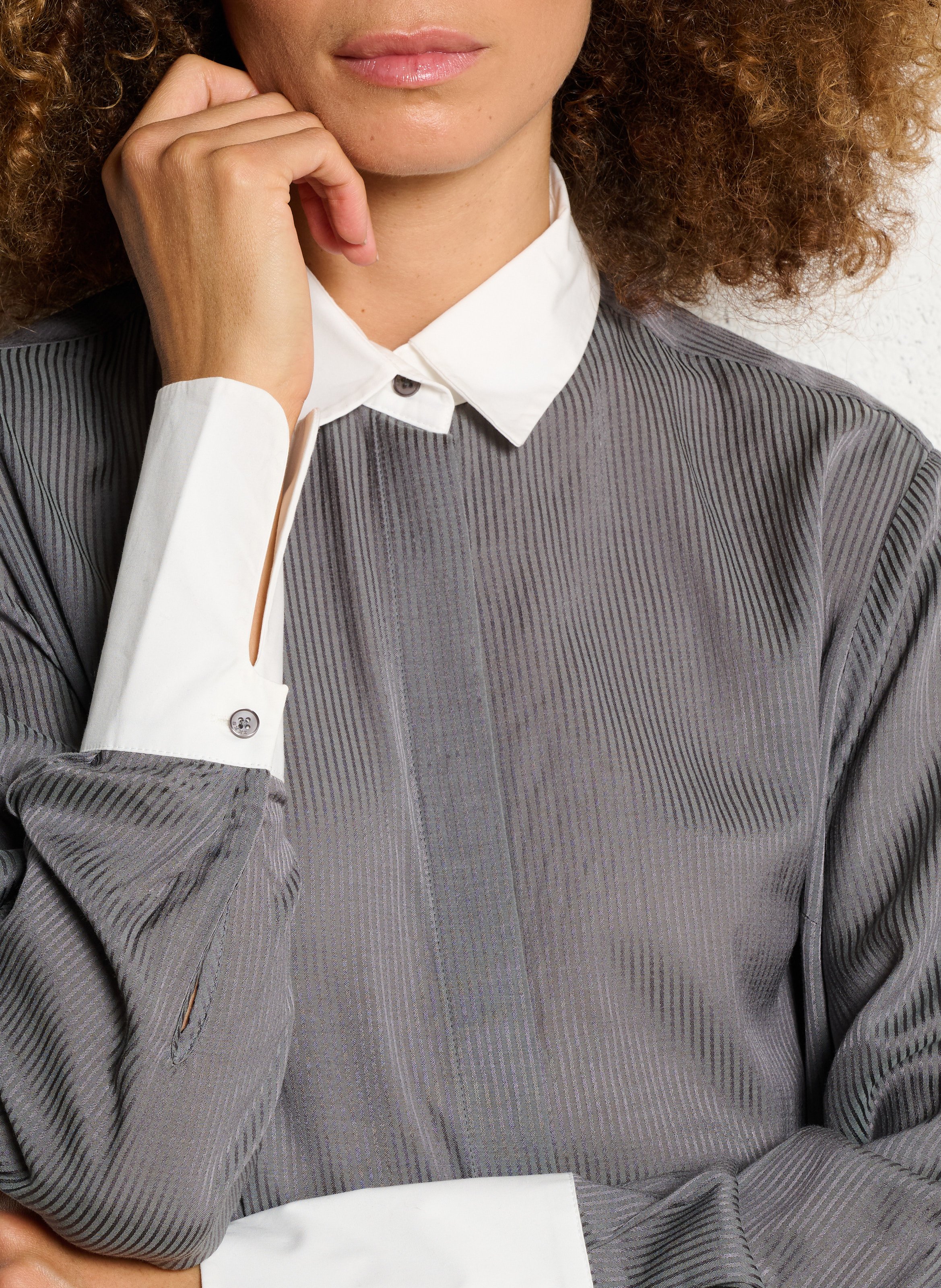 Striped shirt with classic collar IKKS Grey