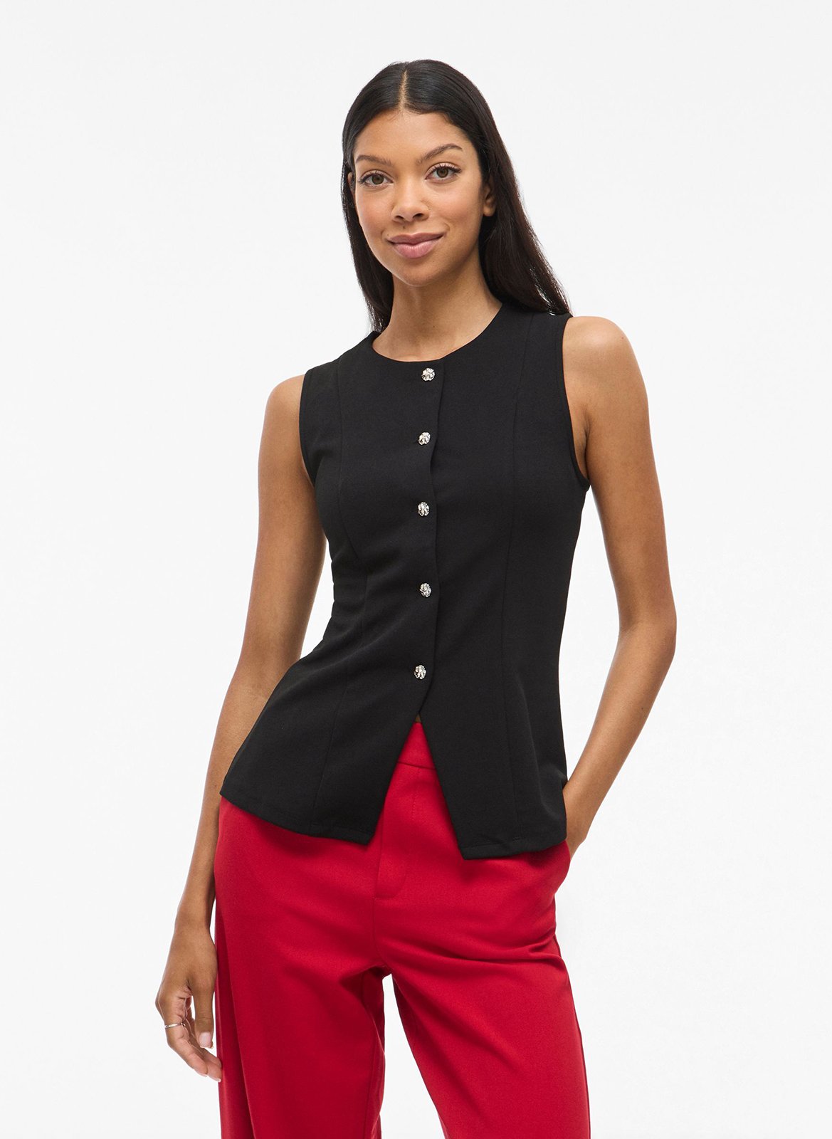 Gilet ajusté col rond VILA Noir