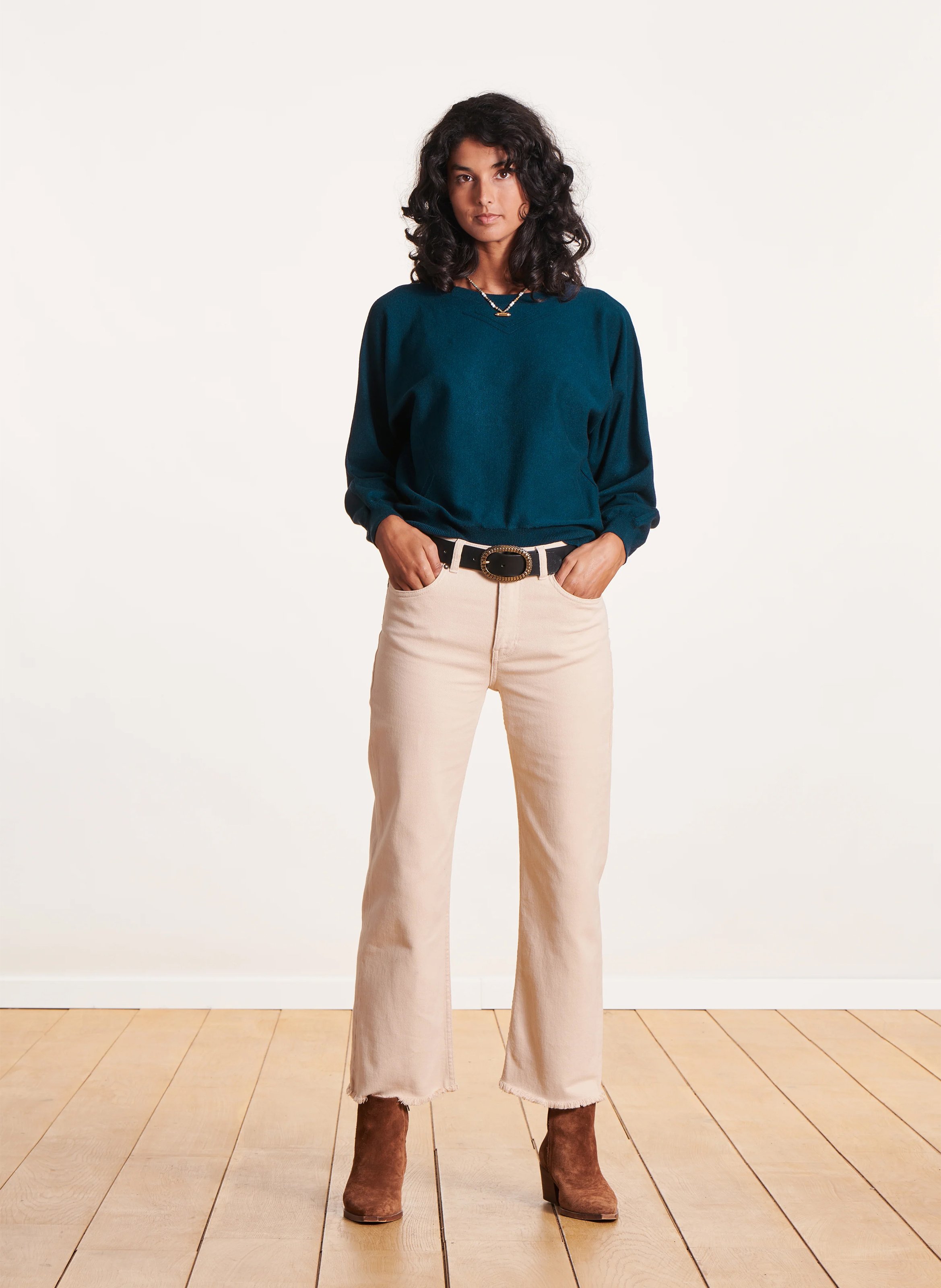 Gerader Strickpullover mit Rundhalsausschnitt LA FEE MARABOUTEE Blau