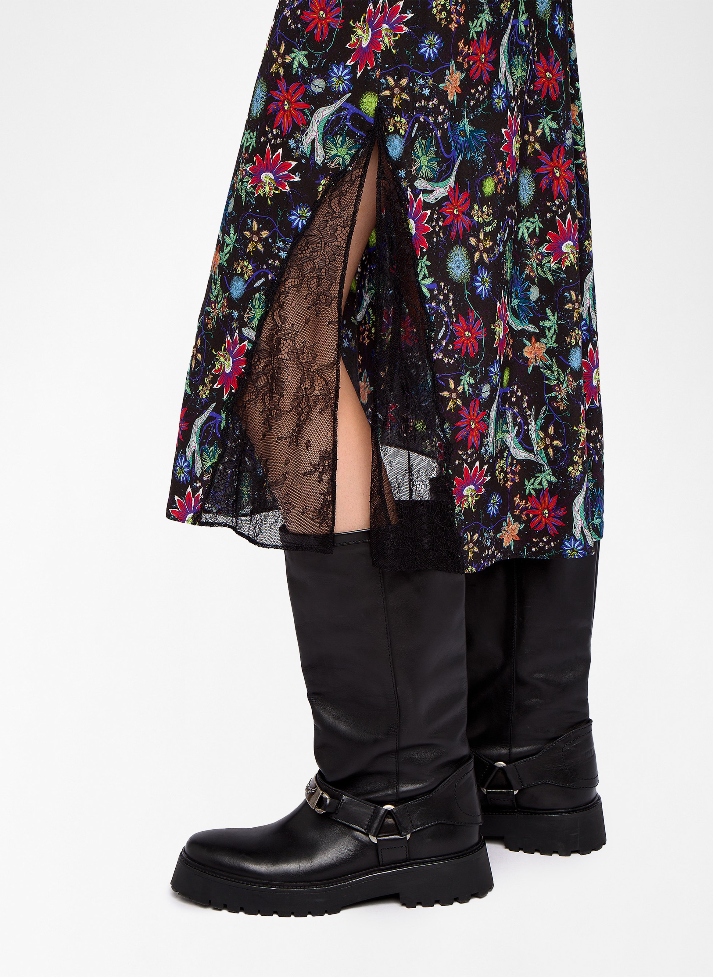 Jupe midi fluide fendue imprimée ZADIG&amp;VOLTAIRE Bleu