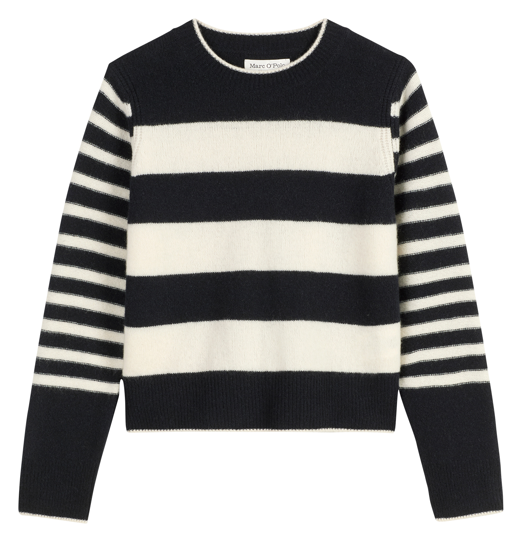 Pull droit col rond en laine mélangé rayé MARC O'POLO Bleu