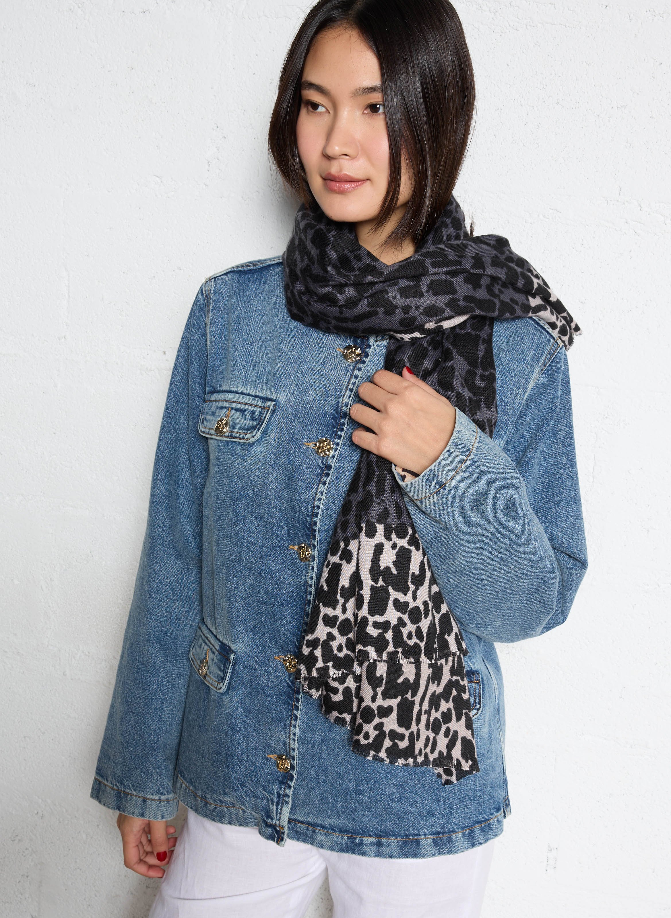 Leoparden Schal LE TEMPS DES CERISES Grau