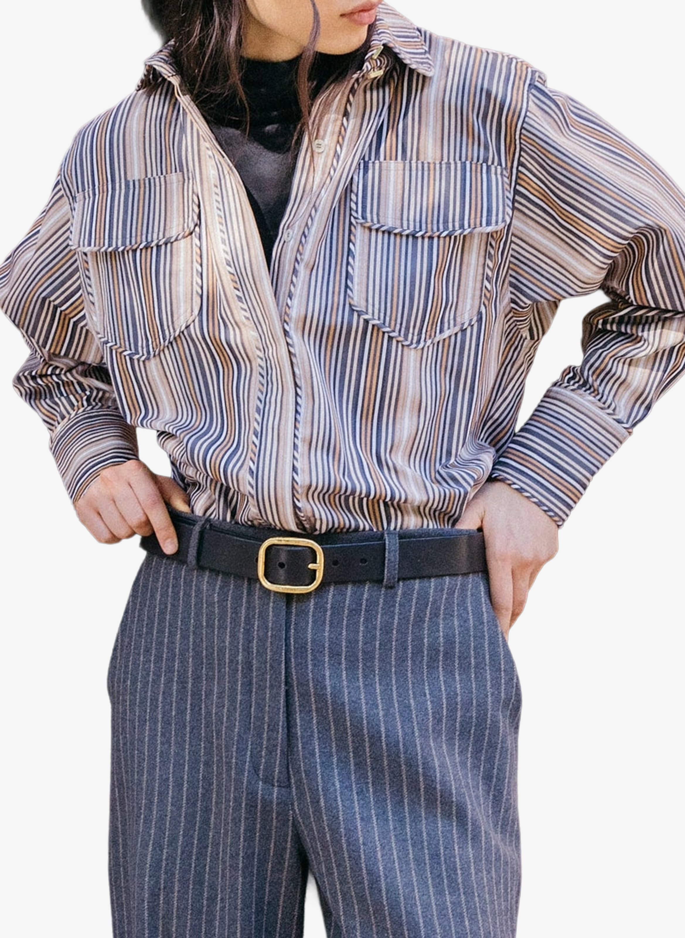 Chemise oversize col classique en coton THE LABEL EDITION Multicolore