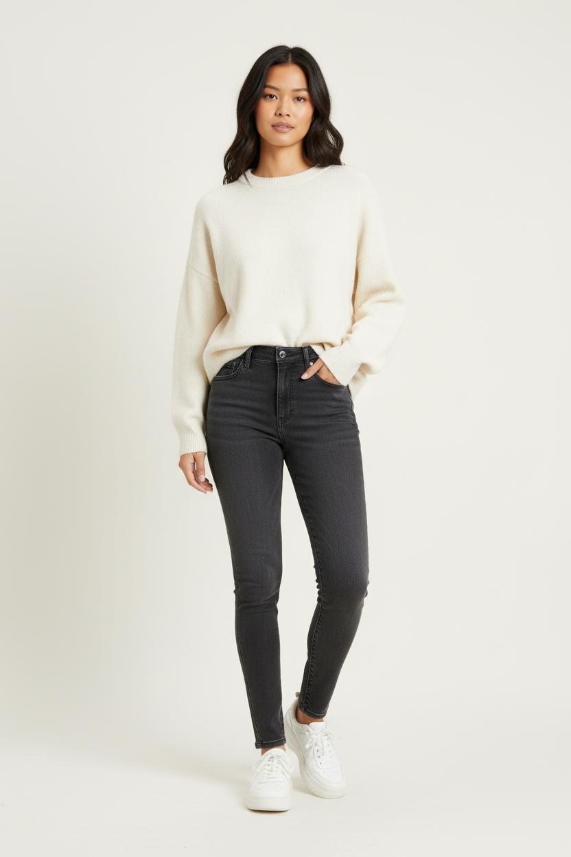 Cropped slim jeans with studs LEVI'S - Seconde main Grey