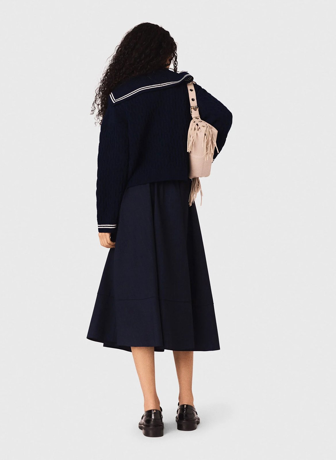 Halflange plissérok - wolblend MAJE Blauw