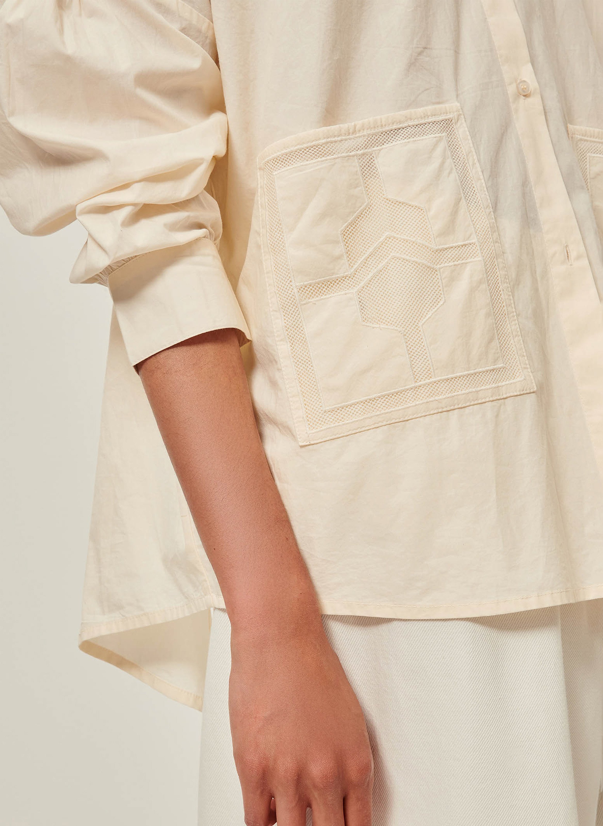 Loose cotton backless shirt SESSUN Beige