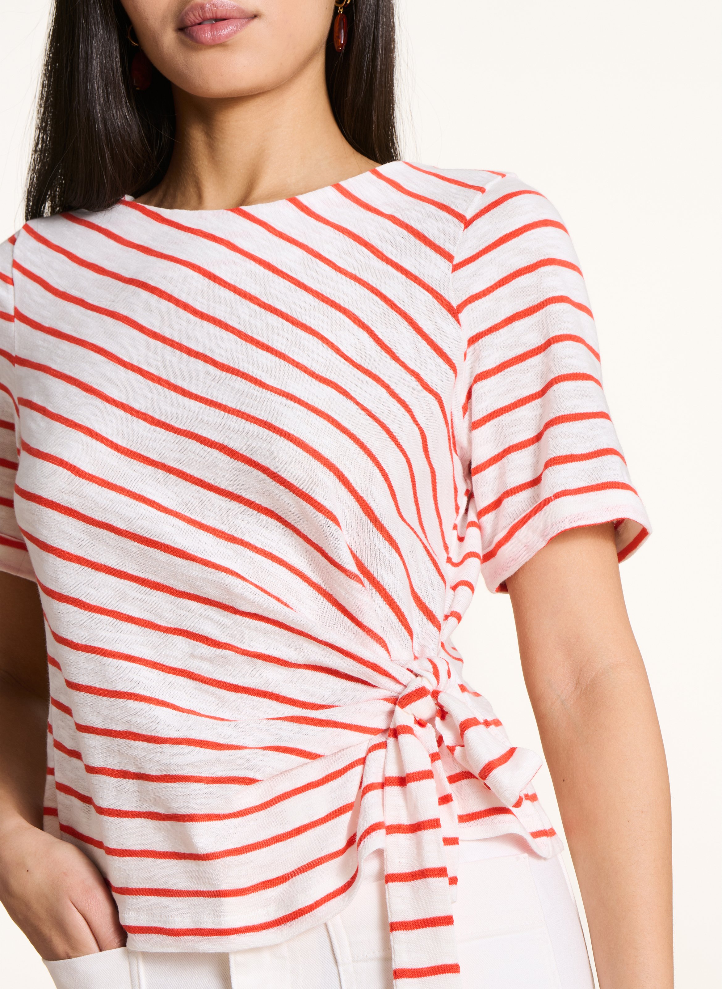 Tee-shirt col rond en coton LA FEE MARABOUTEE Rose