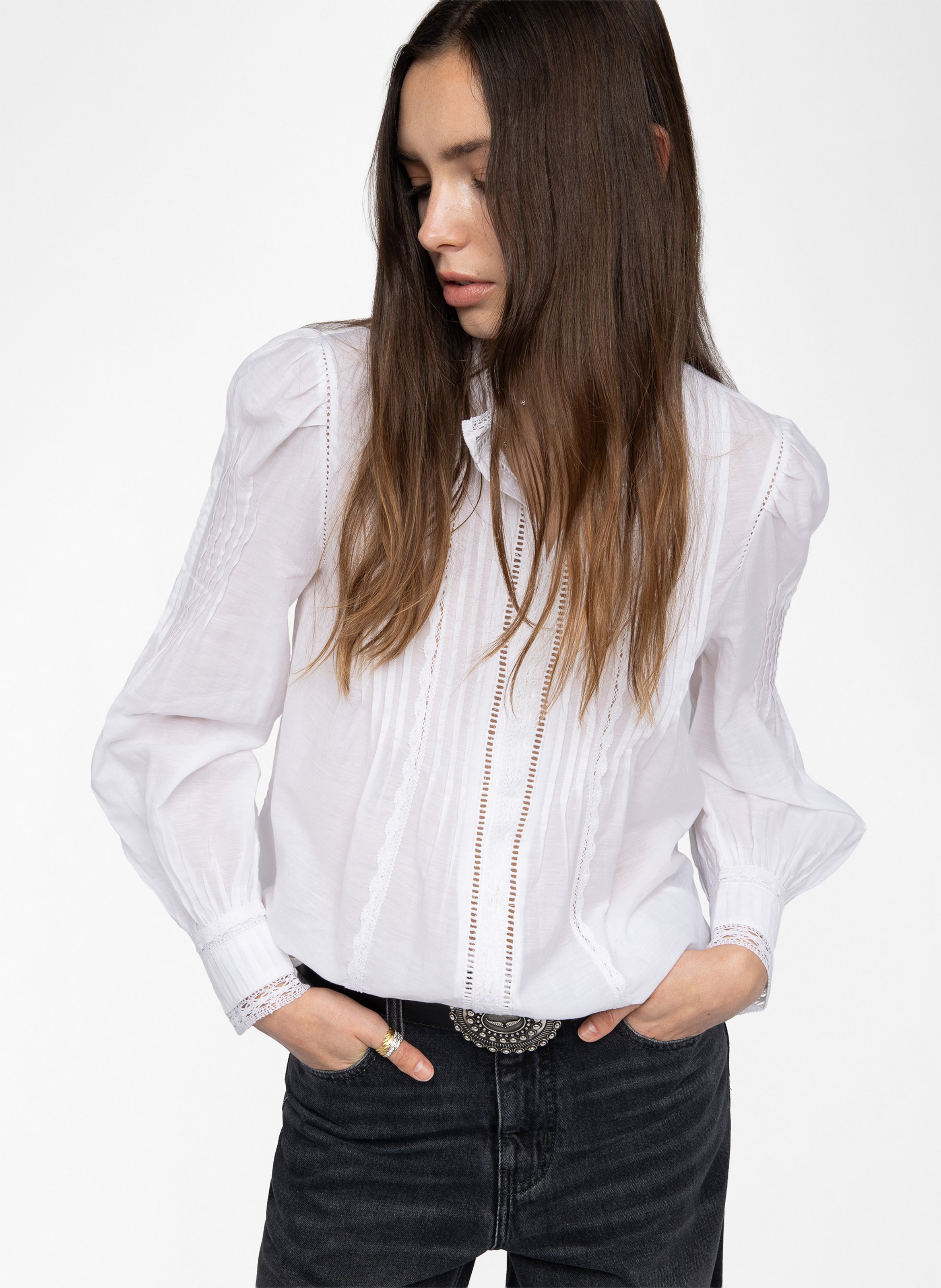 Katoenen blouse met ronde hals ZADIG&VOLTAIRE Wit