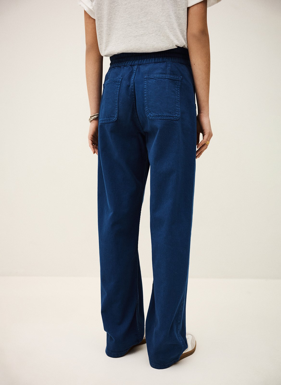 Pantalon droit en coton mélangé BA&SH Bleu