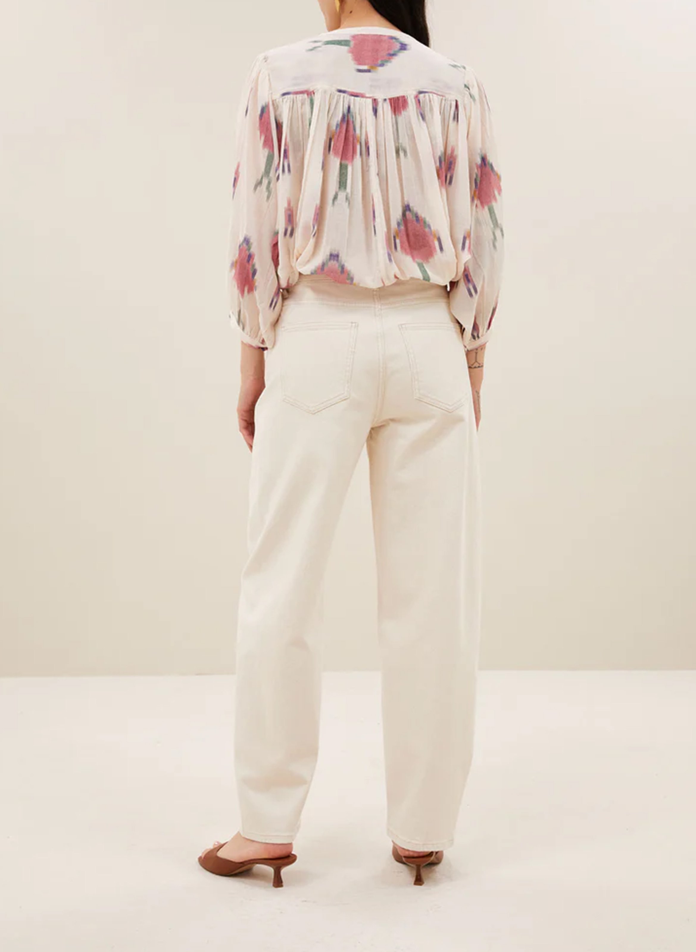 Wijde blouse met ronde hals en print BY BAR Veelkleurig