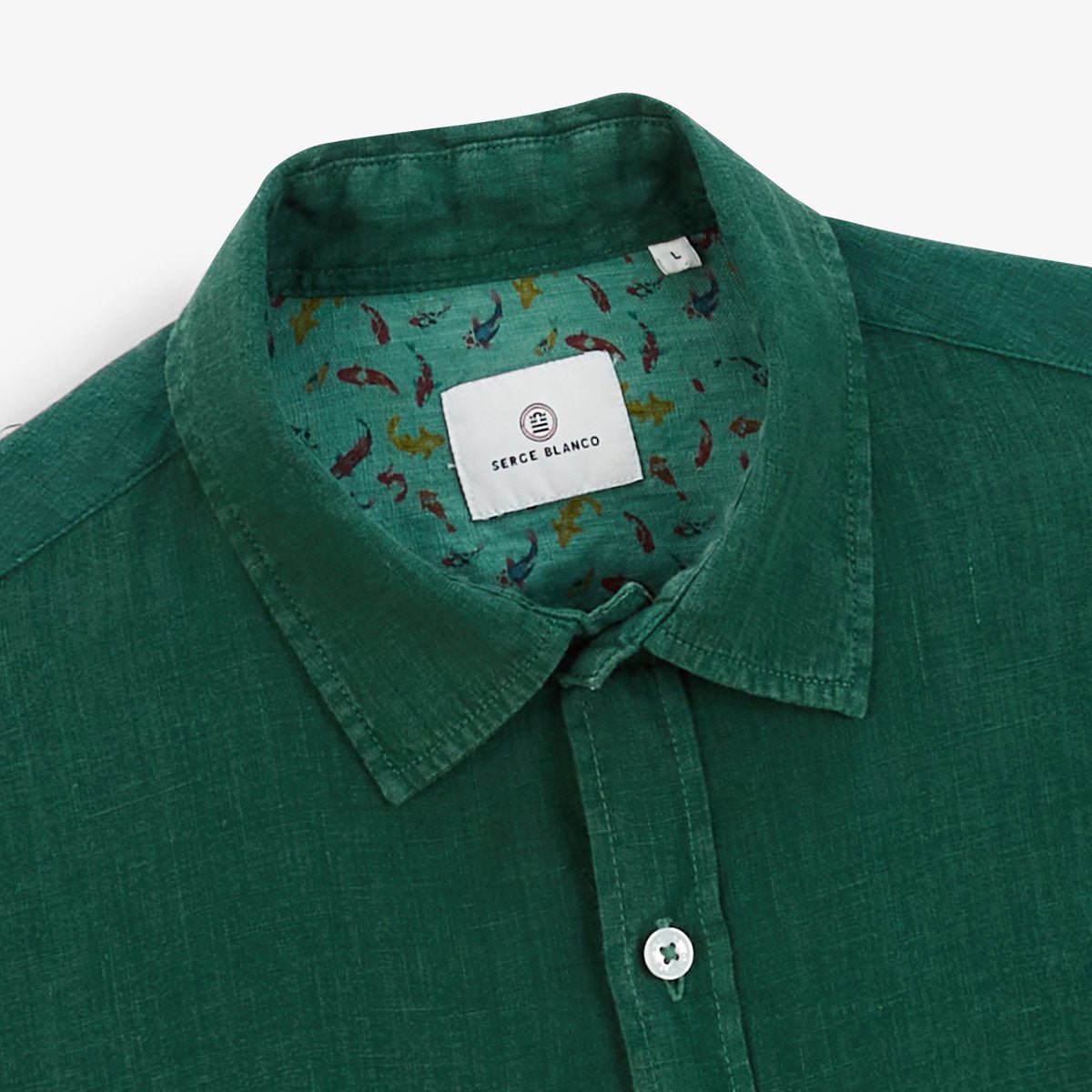 Short-sleeved plain linen shirt SERGE BLANCO Green