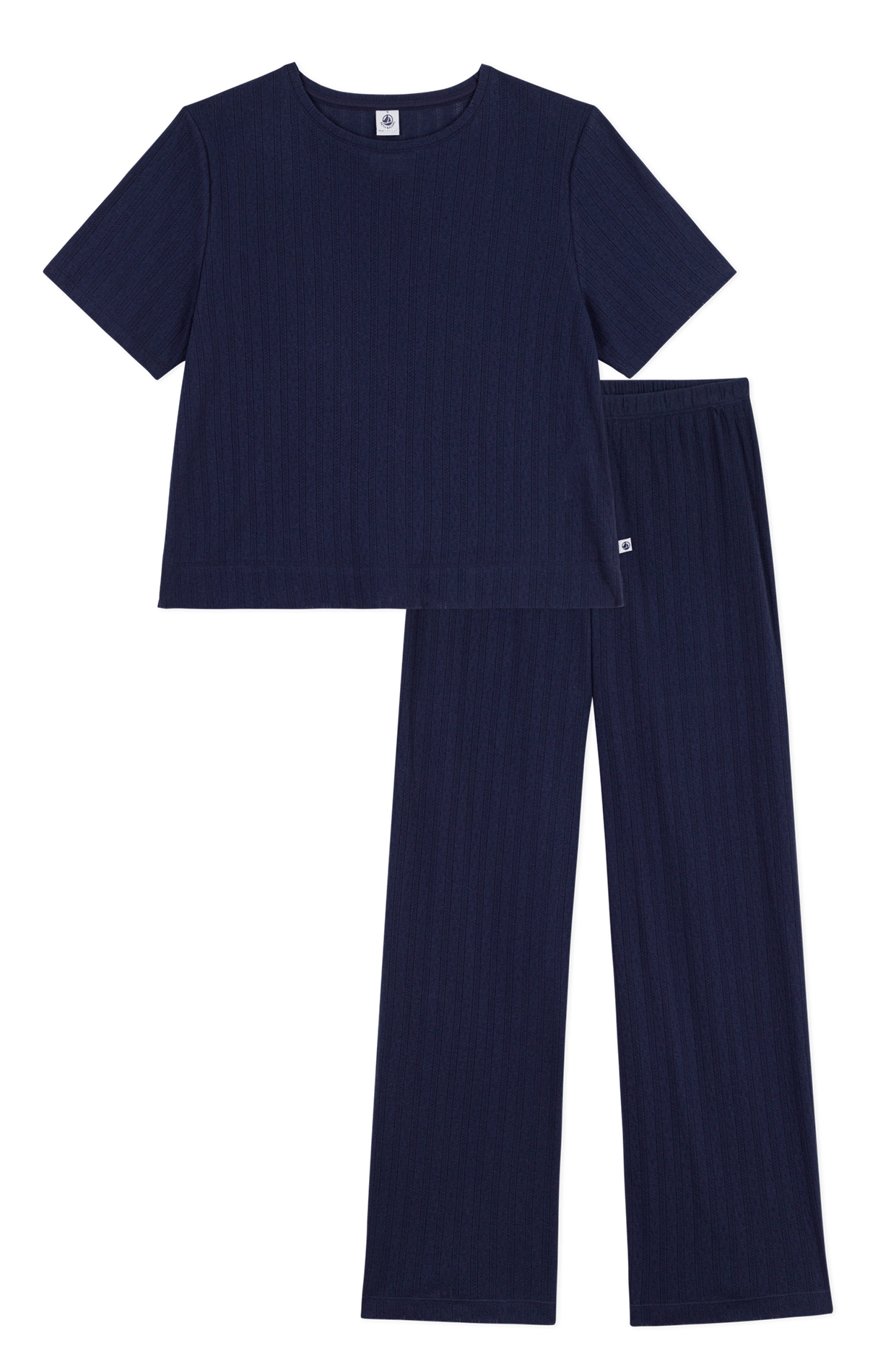 Gerader Pyjama aus Rippbaumwolle PETIT BATEAU Blau