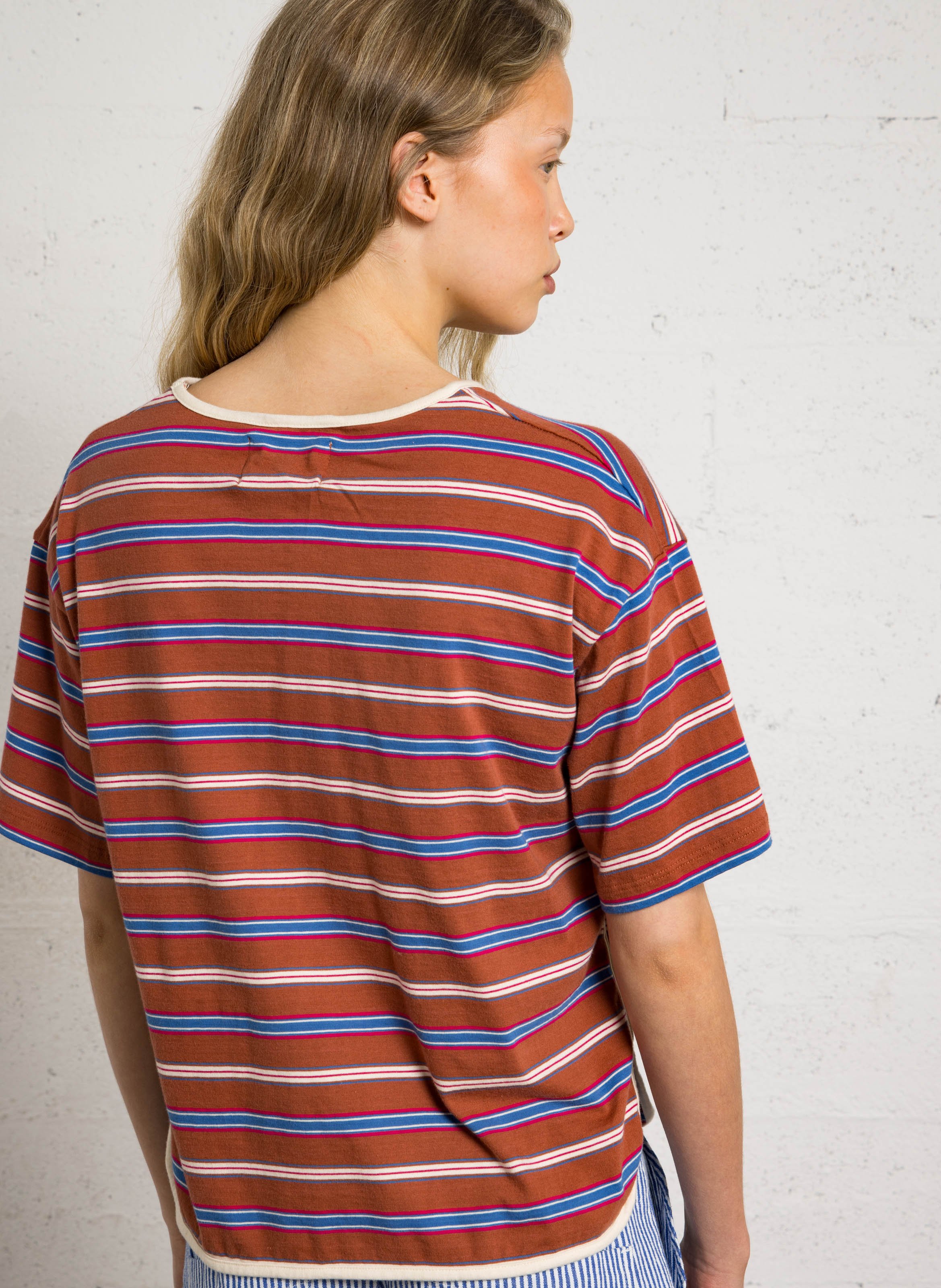 V-neck organic cotton T-shirt LEON & HARPER Brown