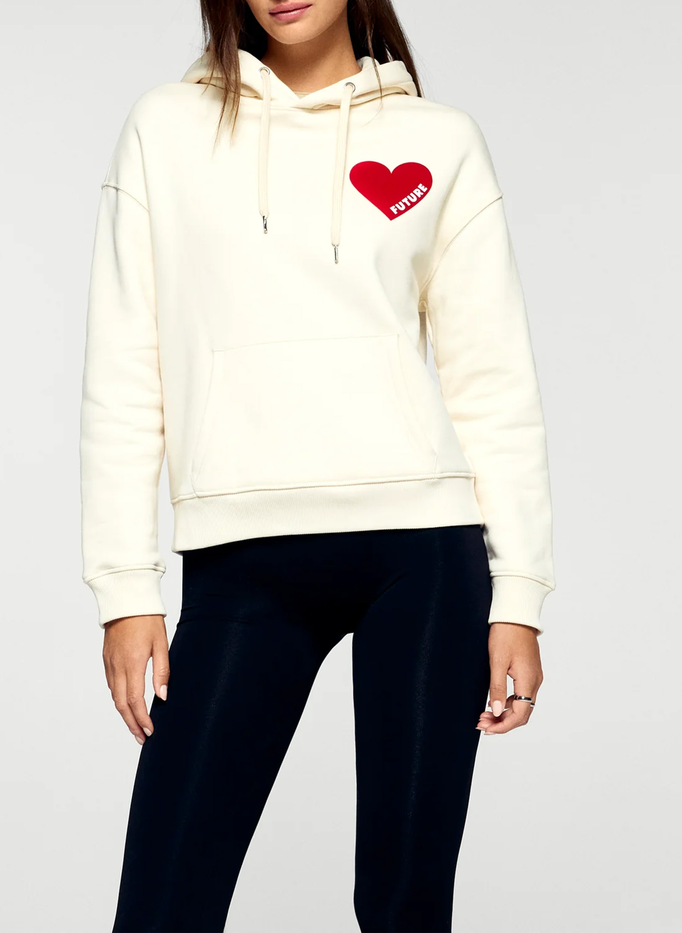 Sweat droit à cœur floqué devant FROM FUTURE Beige