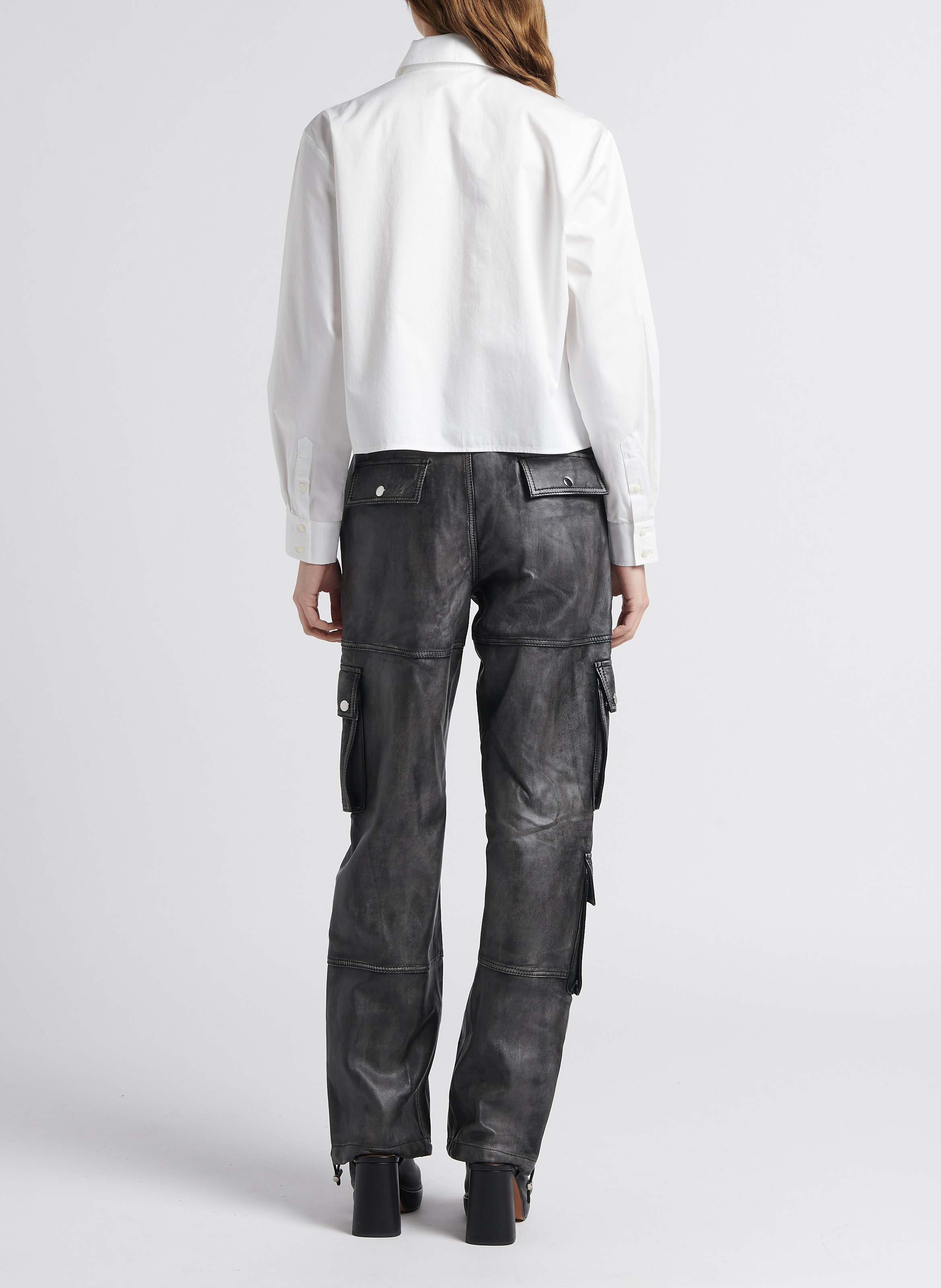 Straight-fit, kort overhemd van katoen met klassieke kraag SAISON 1865 Wit