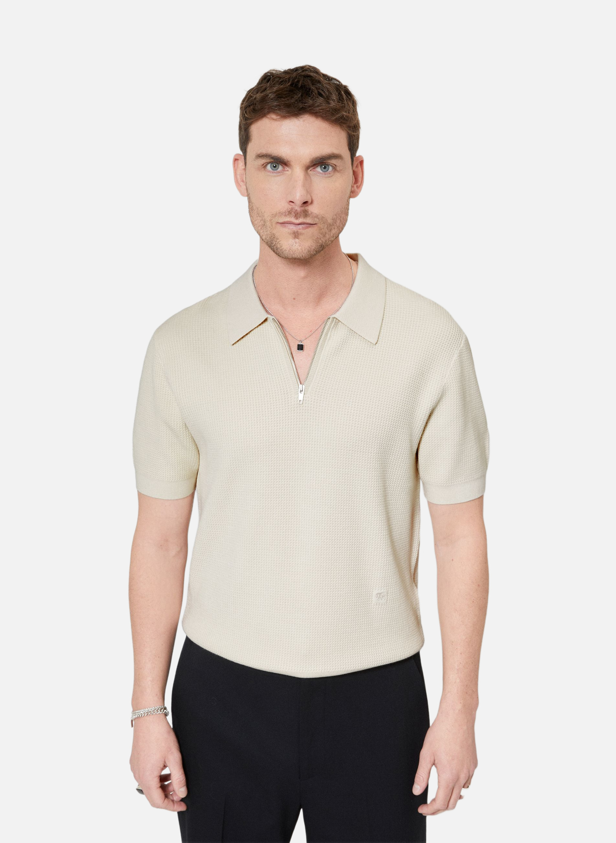 Polo collar sweater with zip THE KOOPLES Beige