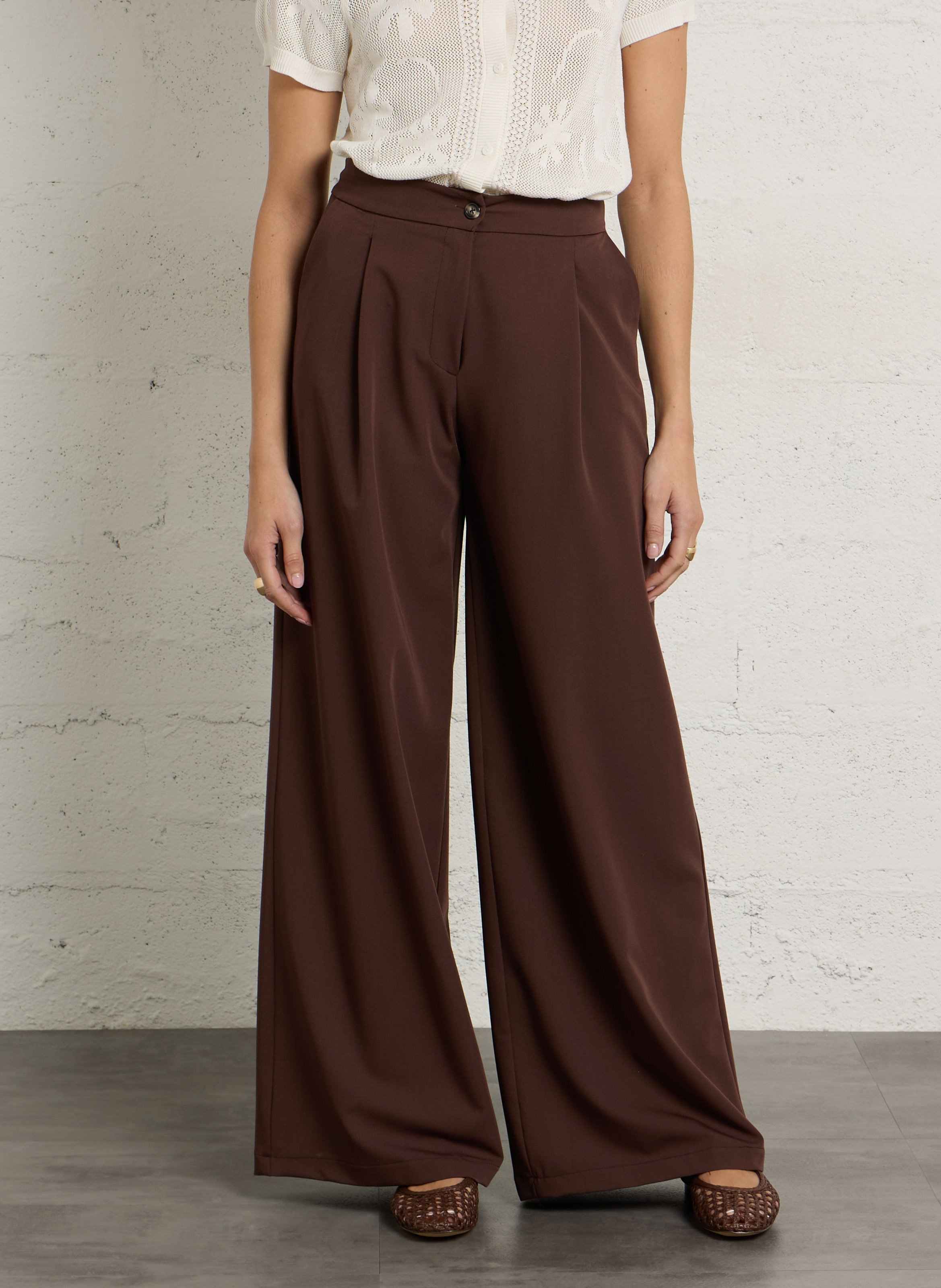Pantalon large  PLEASE Marron