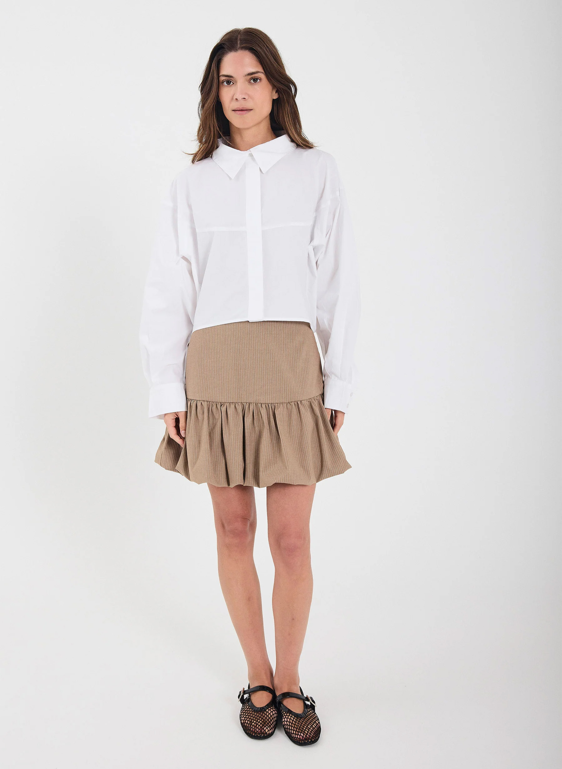 Short striped skirt NORR Beige