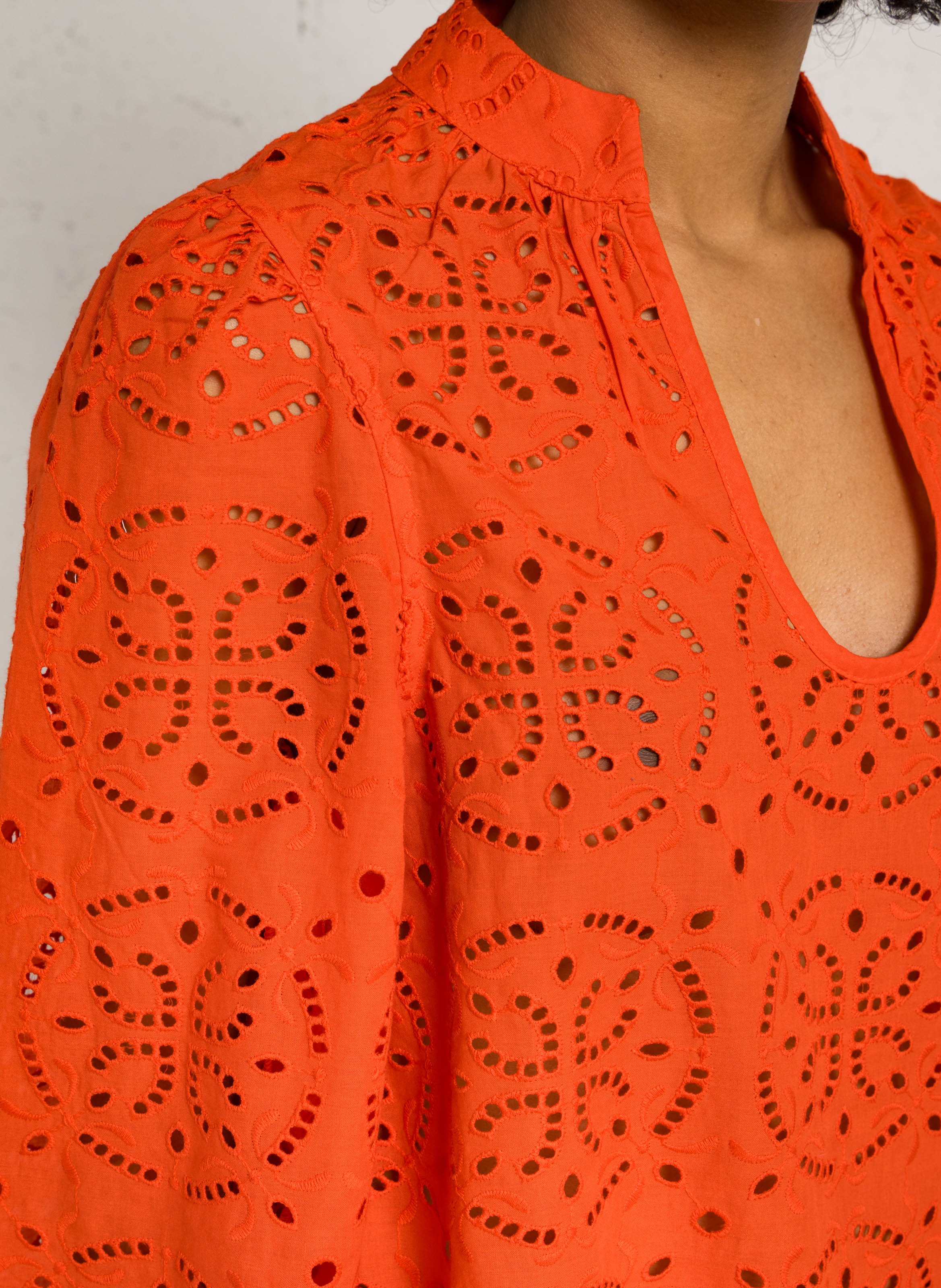 Top manches 3/4 brodé Rouge