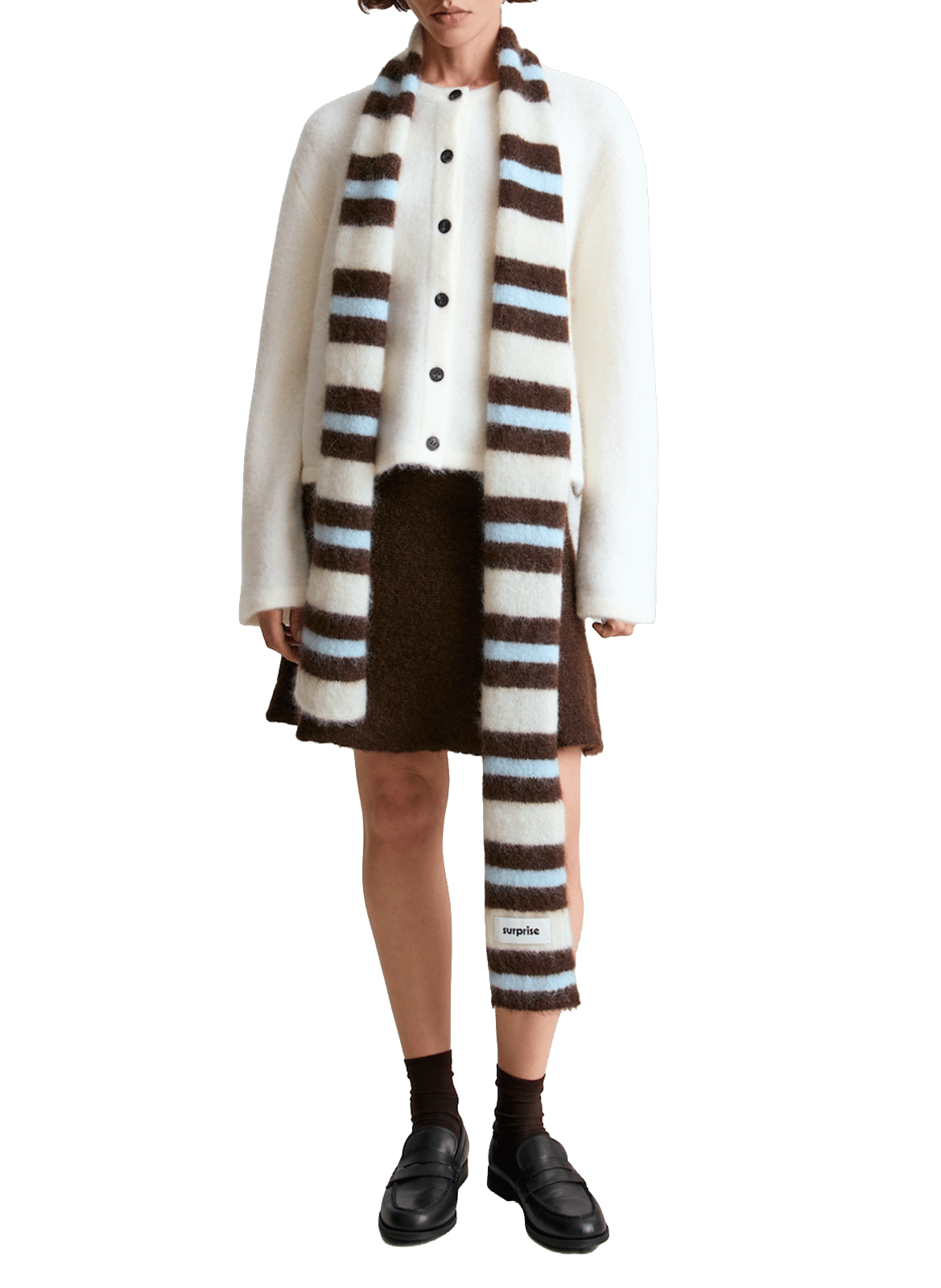 Gestreifter Schal aus gemischtem Mohair SURPRISE Beige