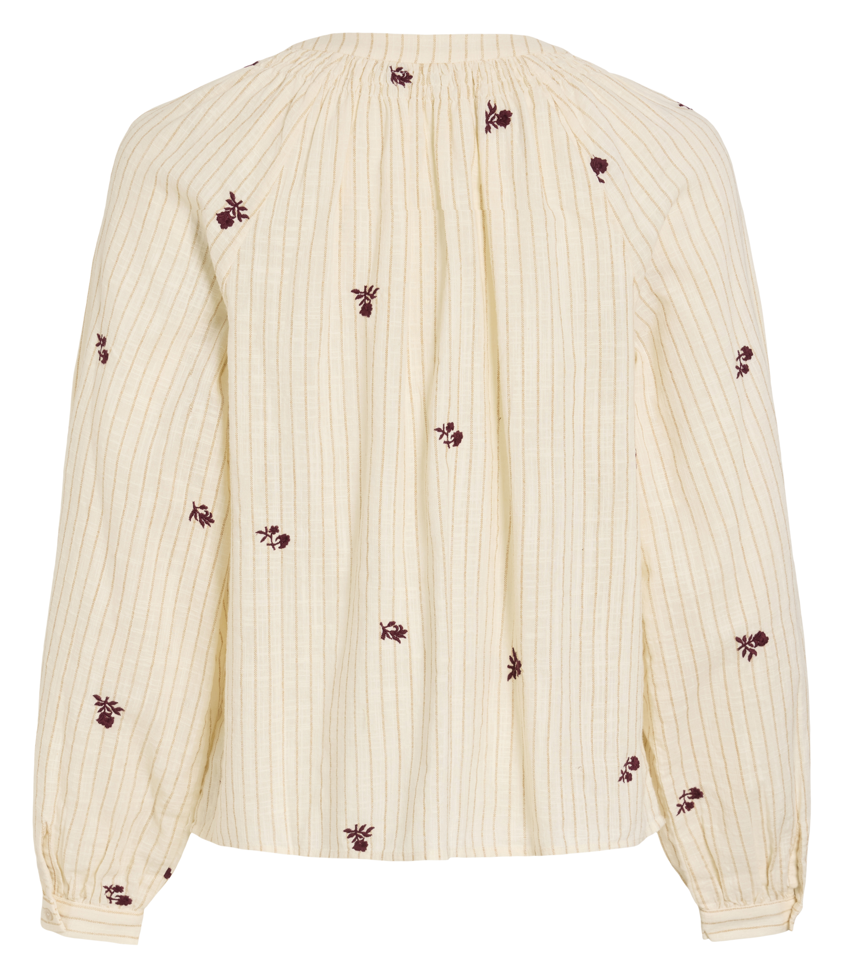 Striped V-neck cotton straight-cut shirt VILA Beige