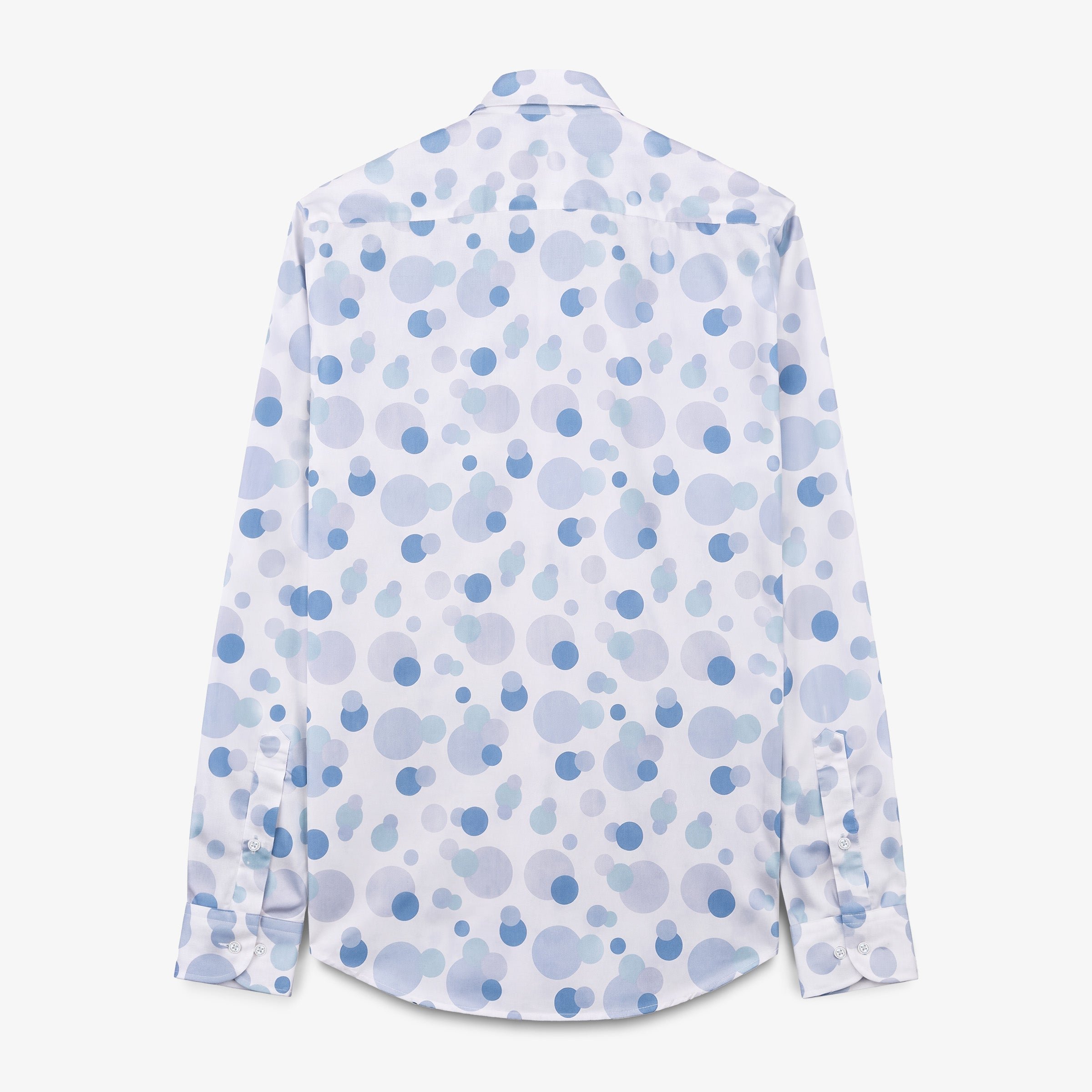White long-sleeved cotton shirt with blue ball prints SERGE BLANCO Blue