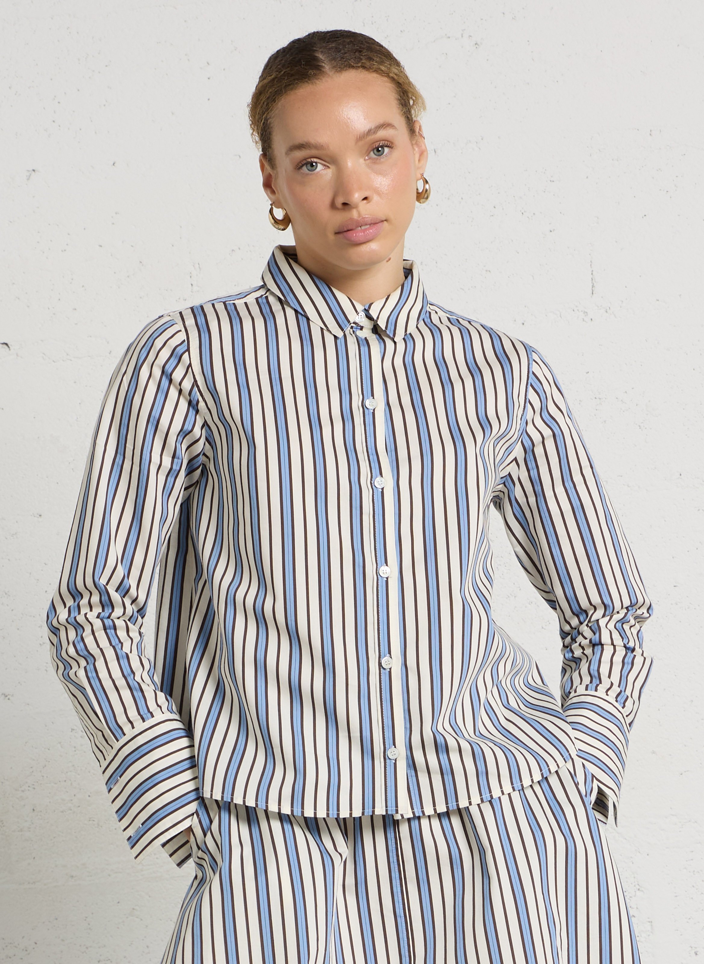 Chemise droite boutonnée à rayures RUE DE TOKYO Multicolore