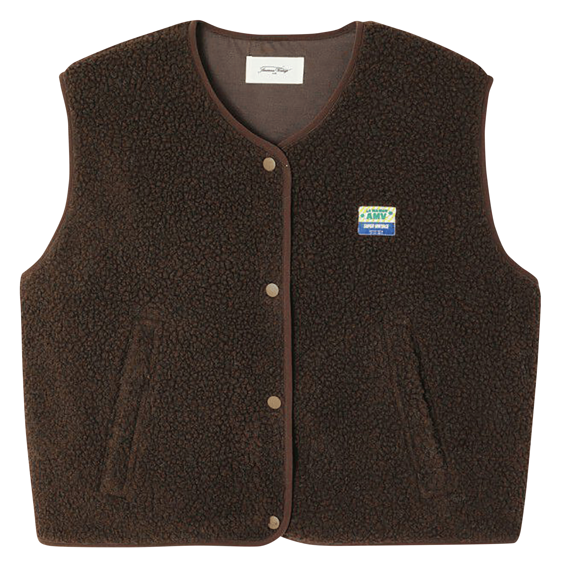 Gilet col rond molletonné sans manches HOKTOWN Marronnier chine