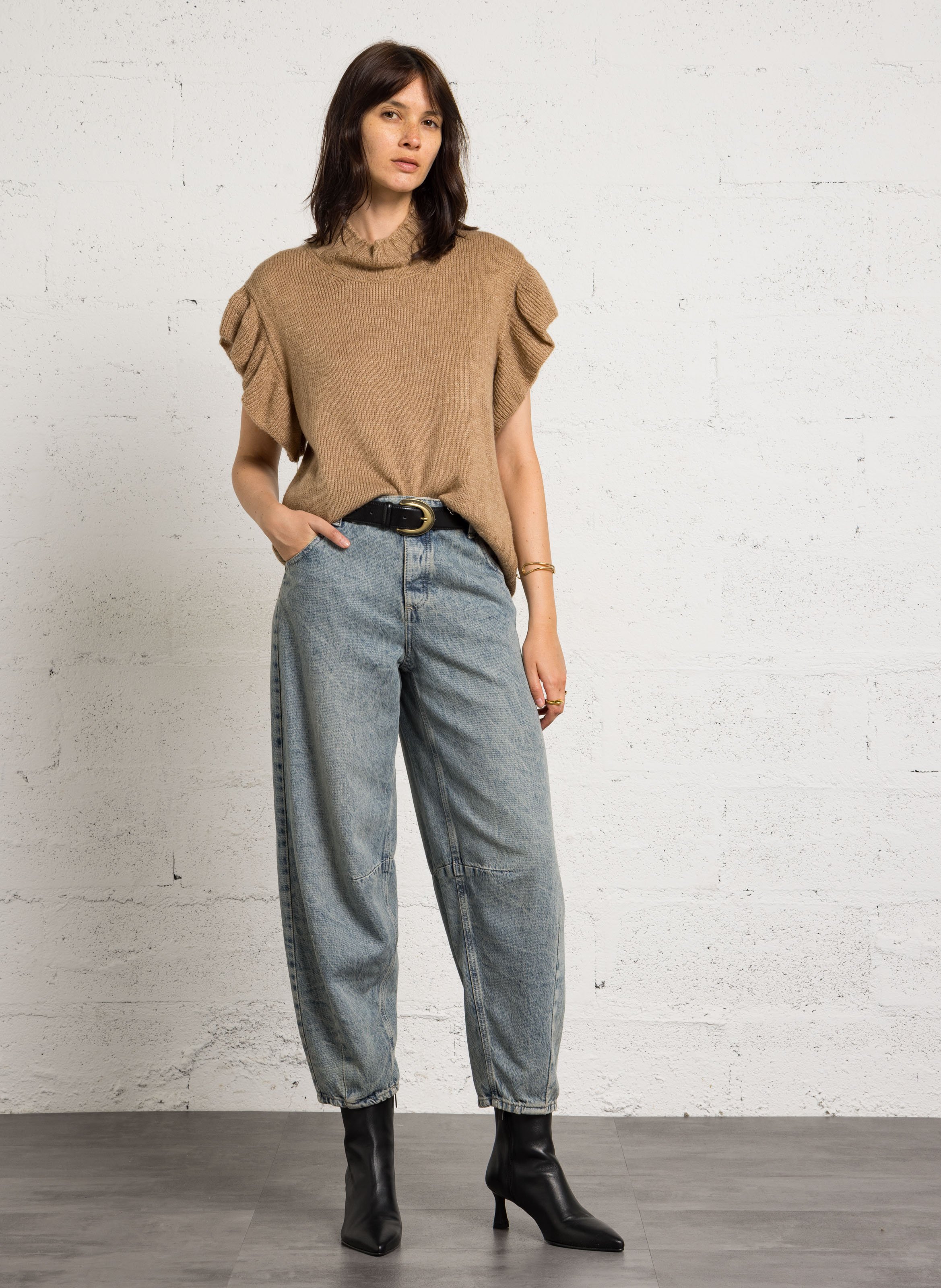 Balloon cropped pants PLEASE Blue