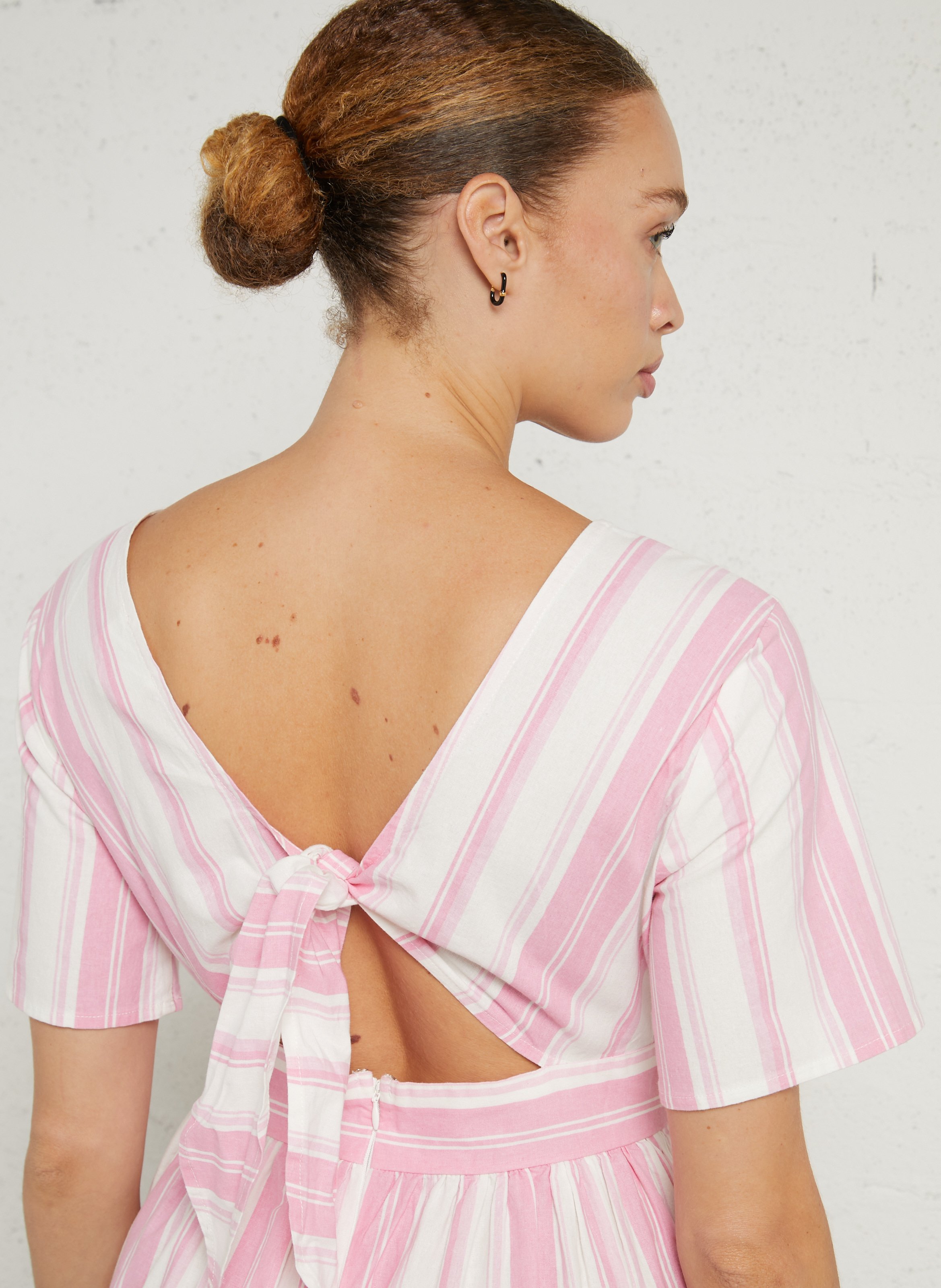 Robe longue à rayures en coton MAISON 123 Rose