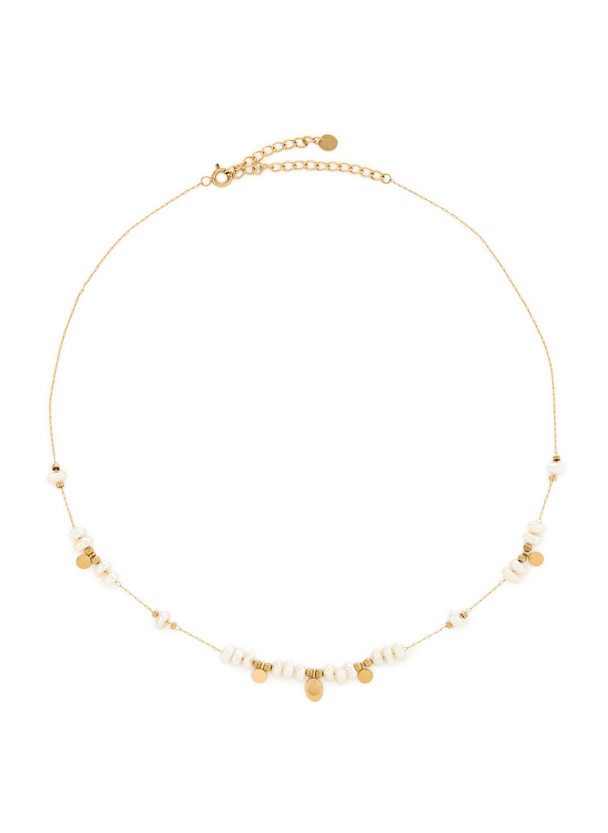 Steel necklace with pearls AU PRINTEMPS PARIS Beige