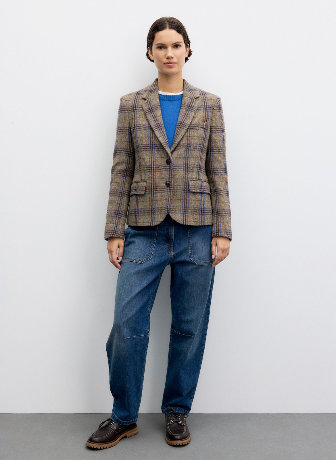 Straight tailored jacket with wool print GERARD DAREL Brown