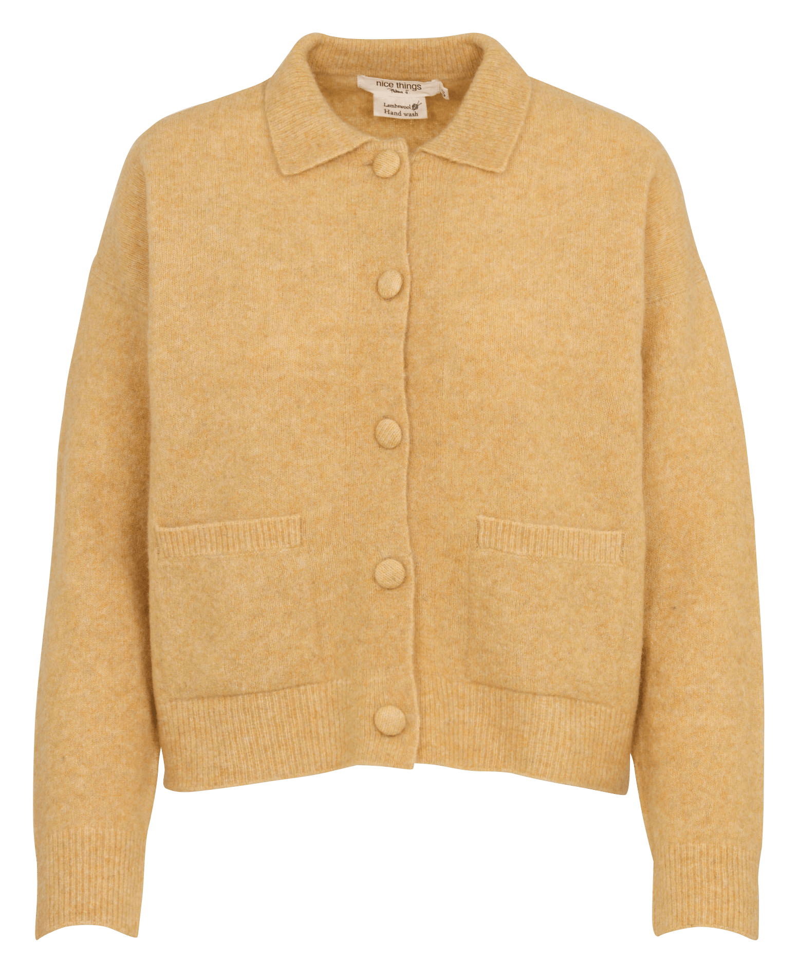 Ruime wollen mix cardigan met knopen NICE THINGS Geel